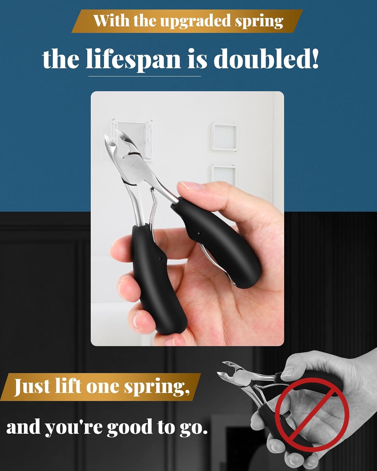 Nail Clippers Set,Toe Nail Clippers for Ingrown & Thick Toenails,Toe Nail Clippers for Thick Nails for Seniors Men Women,Professional Heavy Duty Toenail Clippers with Stainless Steel 4Pcs (Black)