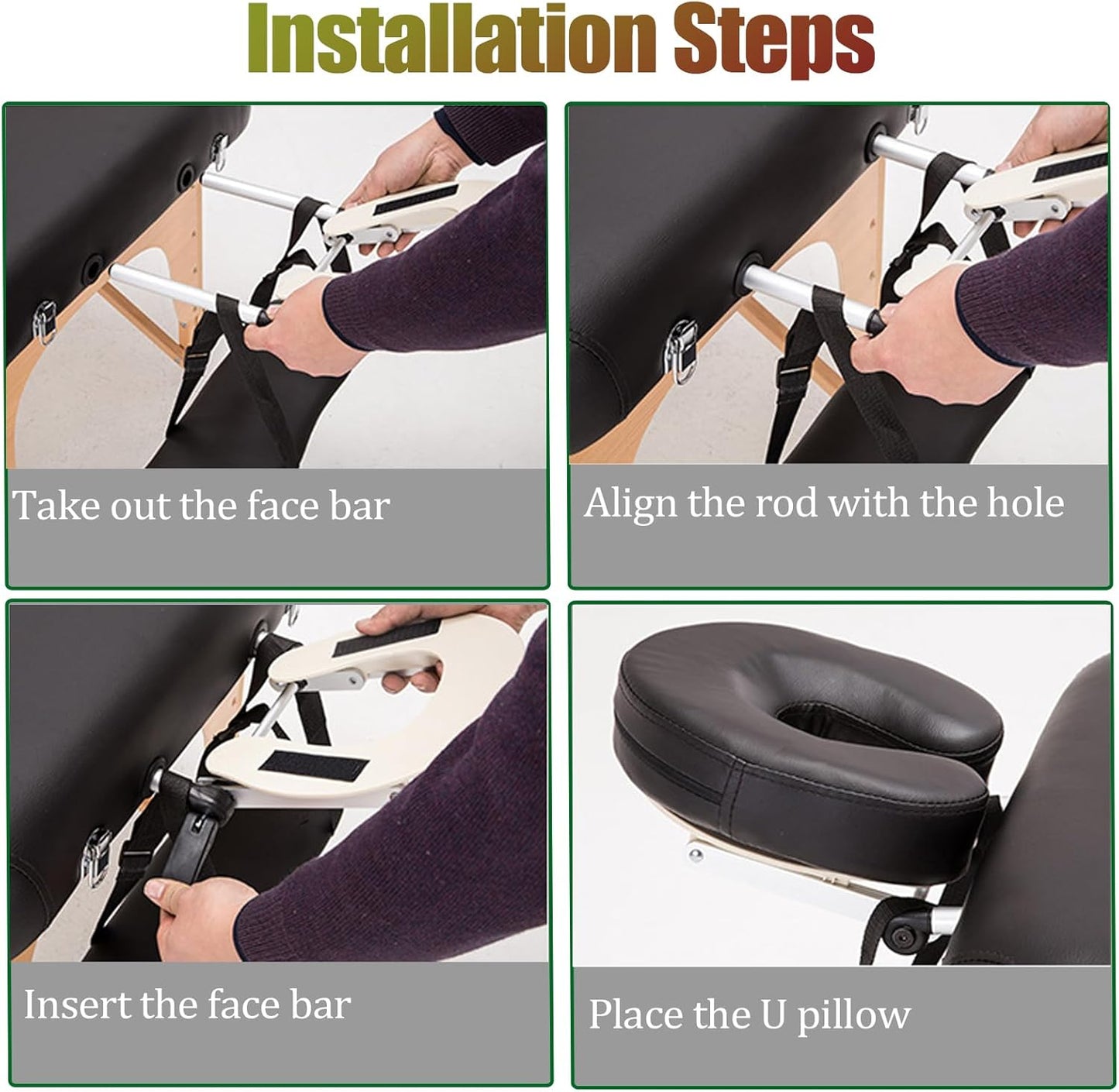 Aluminium Universal Massage Table Face Cradle Cushion, Adjustable Massage Chair Spa Bed Headrest Face Pillow Support, Elastic Memory Foam Face Pillow Set Massage Table Accessories Massage Equipment