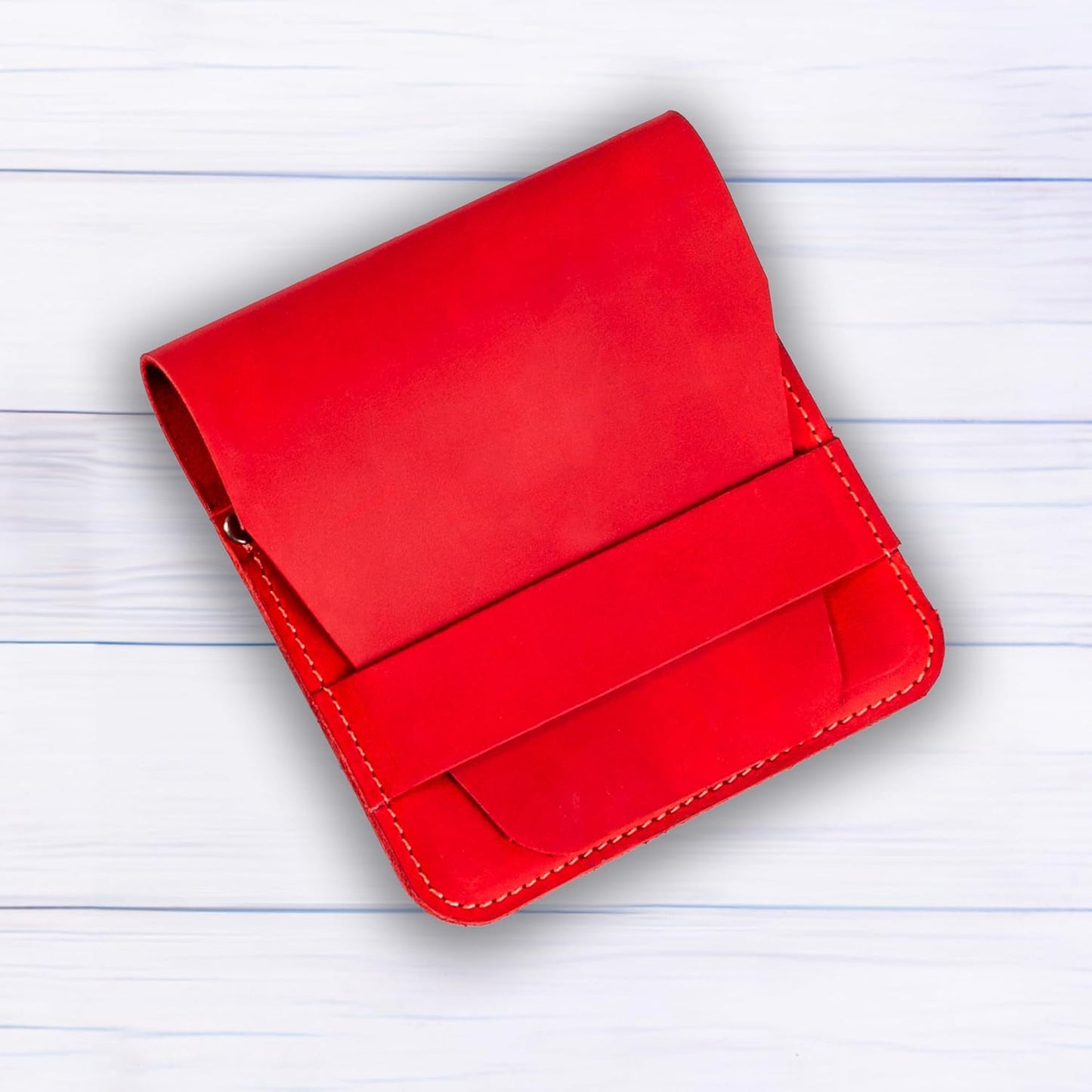 Leather Manicure Set Case Grooming Kit Organizer (Red)