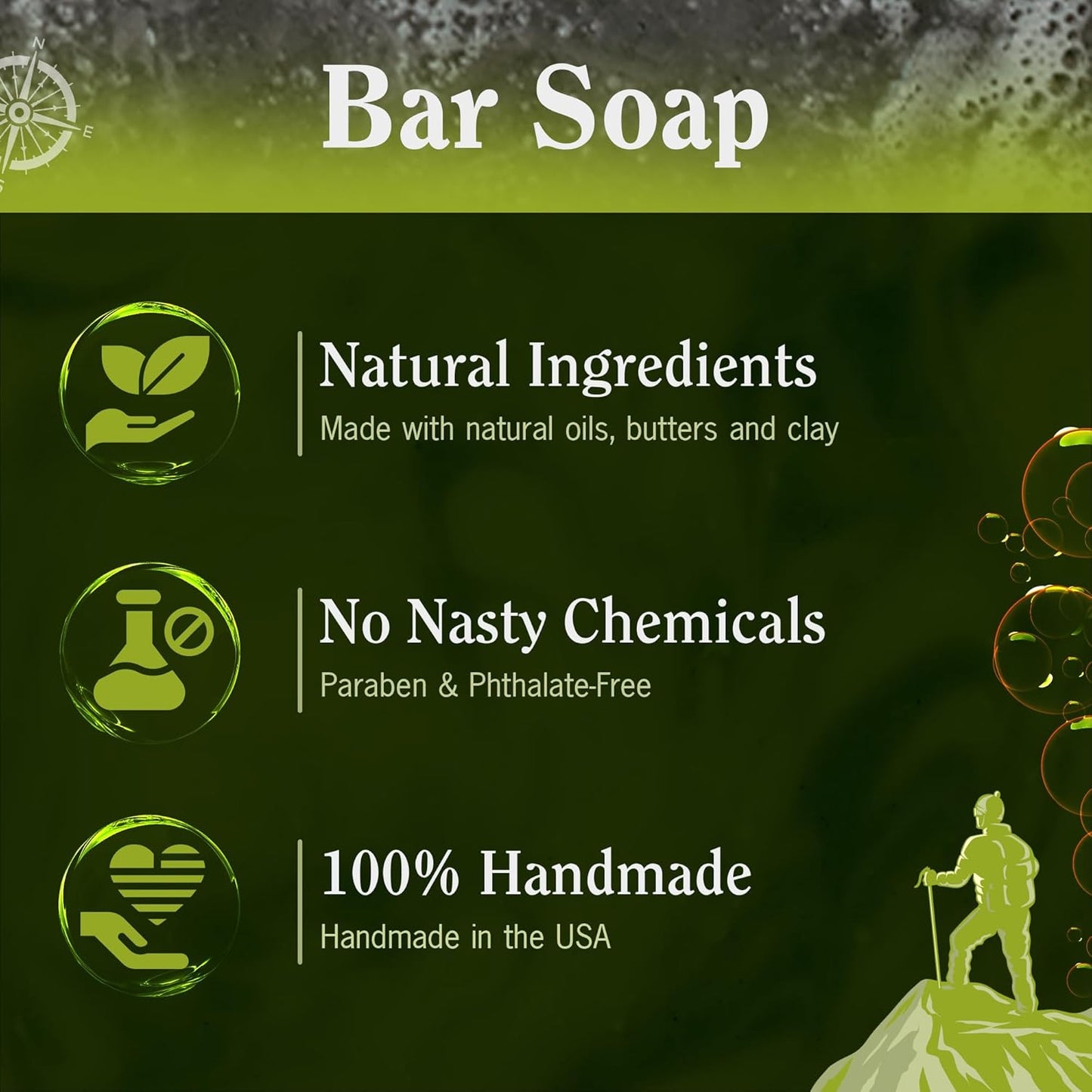 CompassSoap The Journey | Natural Bar Soap for Men & Women | Body & Face Soap Bar for Women and Men | Minimalist & Gentle Lather | Natural Bath Soap, Paraben & Phthalate Free | 5 oz, Pack of 2