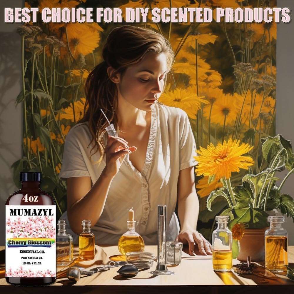 Cherry Blossom Essential Oil, Cherry Blossom Oil 4 Fl Oz 120ML for Diffuser Humidifier Yoga Cleaning DIY Candle Soap Making Essential Oils