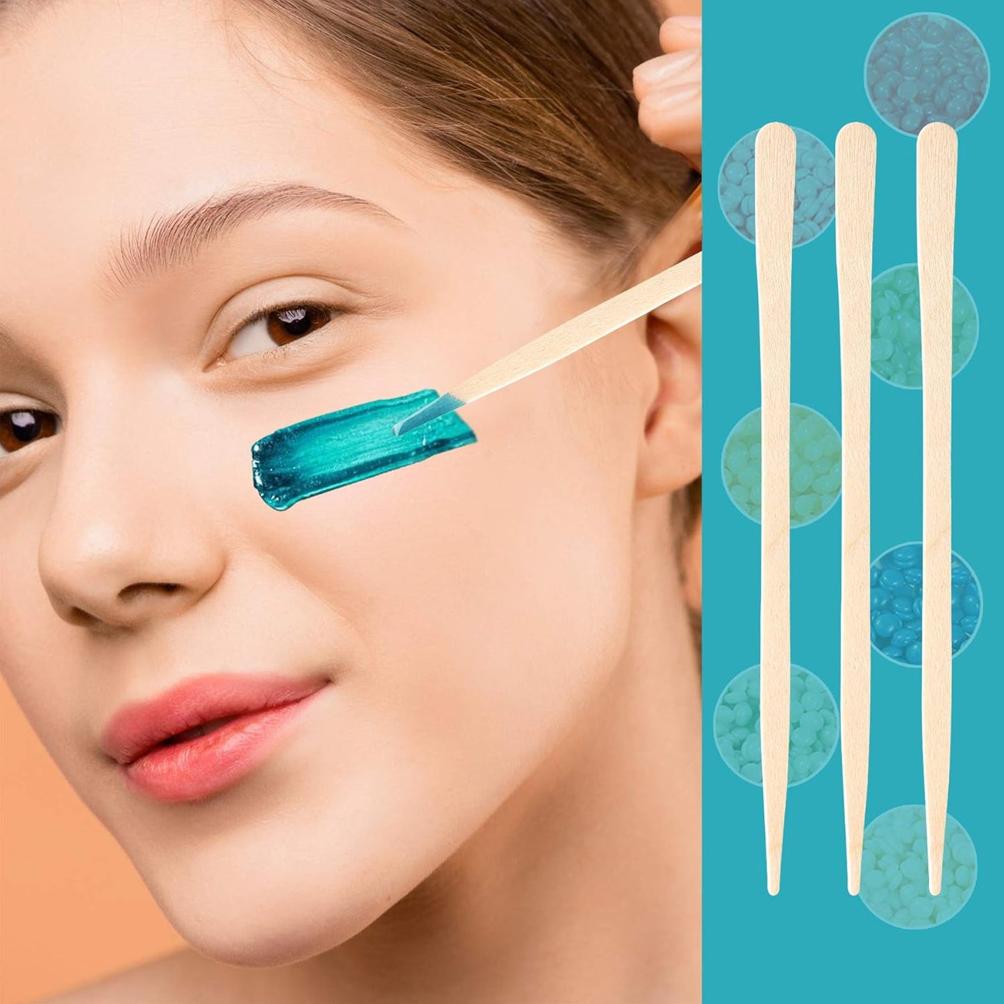 JANYUN 200 Pcs Eyebrow Wax Sticks Wax Applicator, Wood Wax Spatulas for Face and Small Hair Removal Sticks (Without Handle)