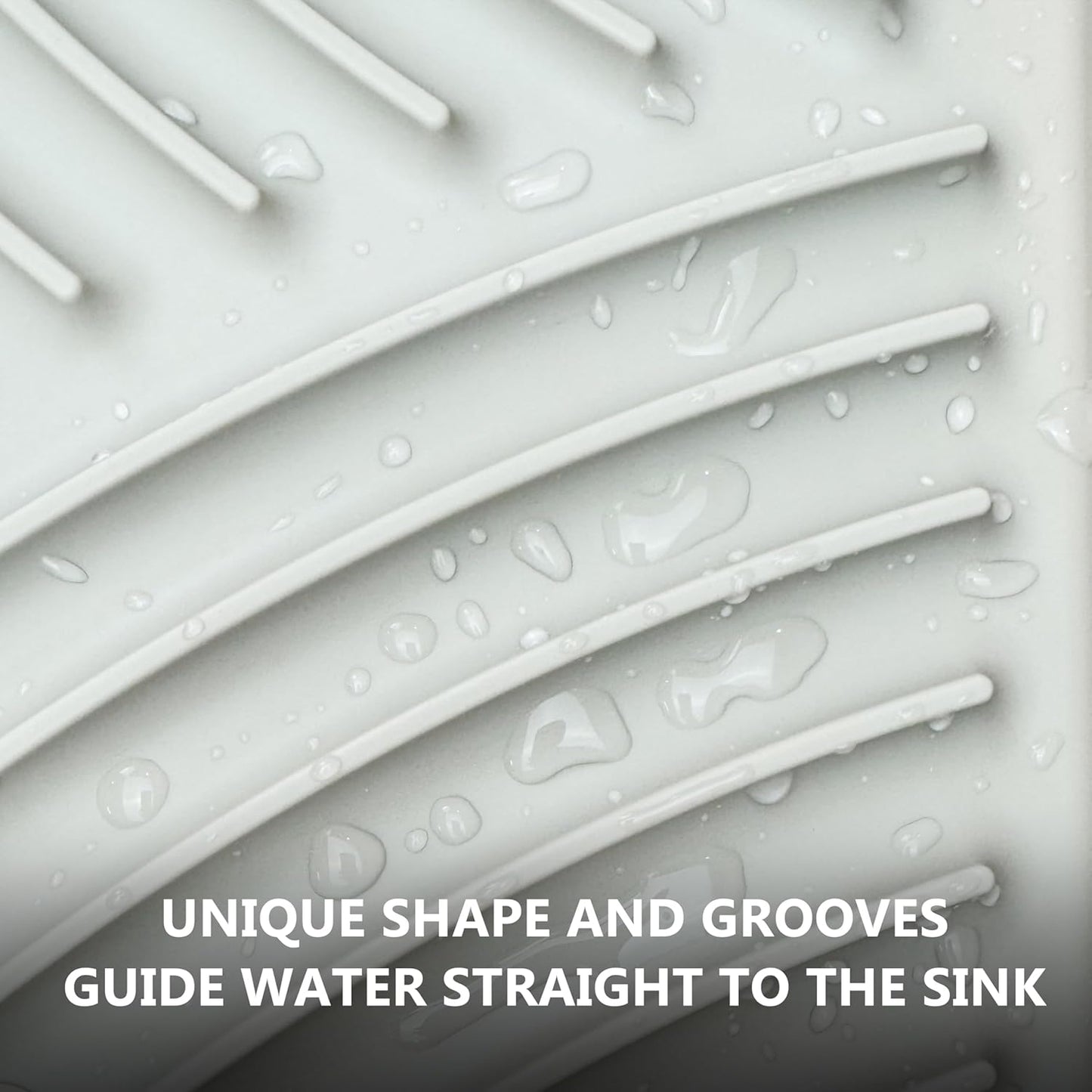 Silicone Dish Drying Mat with Drain, Self-Draining, Heat Resistant & Non-Slip Kitchen Counter Mat, Easy to Clean, Reusable, 19.3'' x 13'', Greige