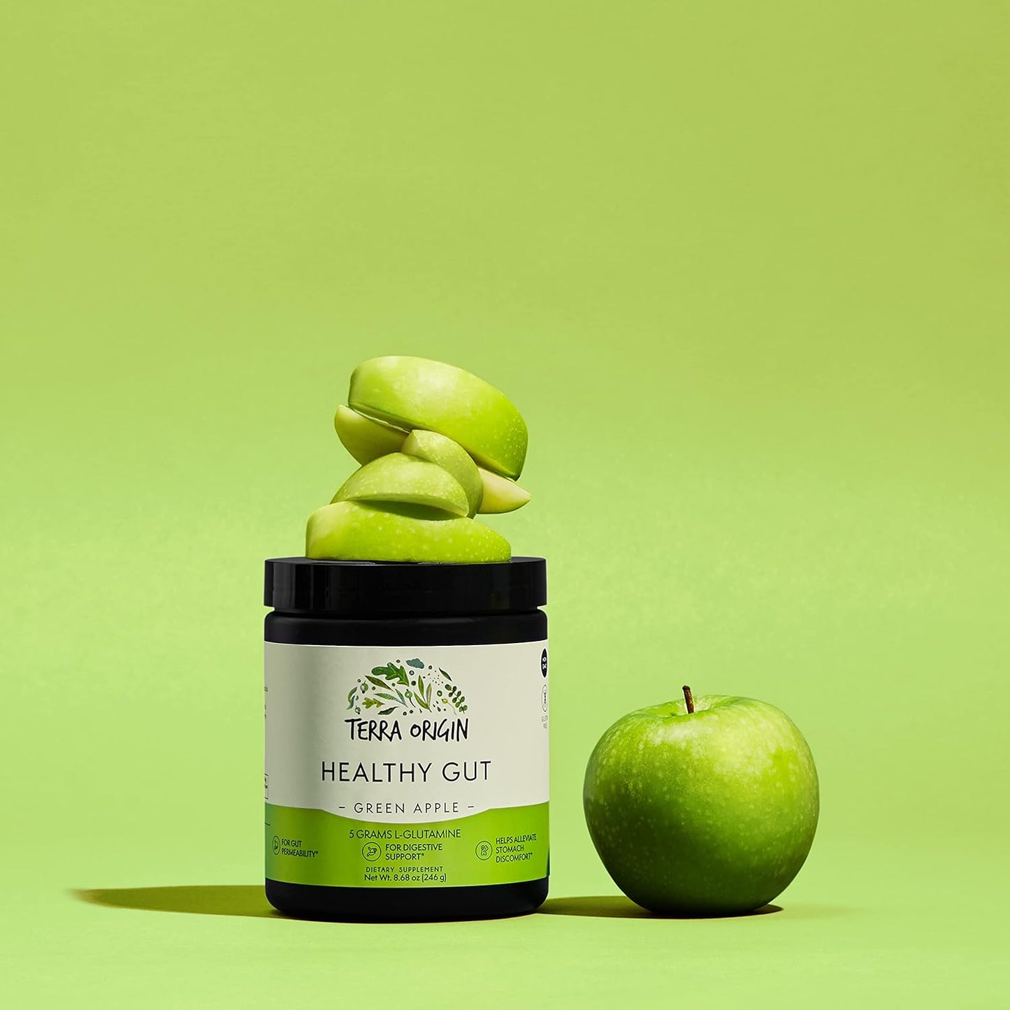 Healthy Gut Green Apple | 30-Servings with L-Glutamine, Zinc, Glucosamine, Slippery Elm Bark, Marshmallow Root and More!
