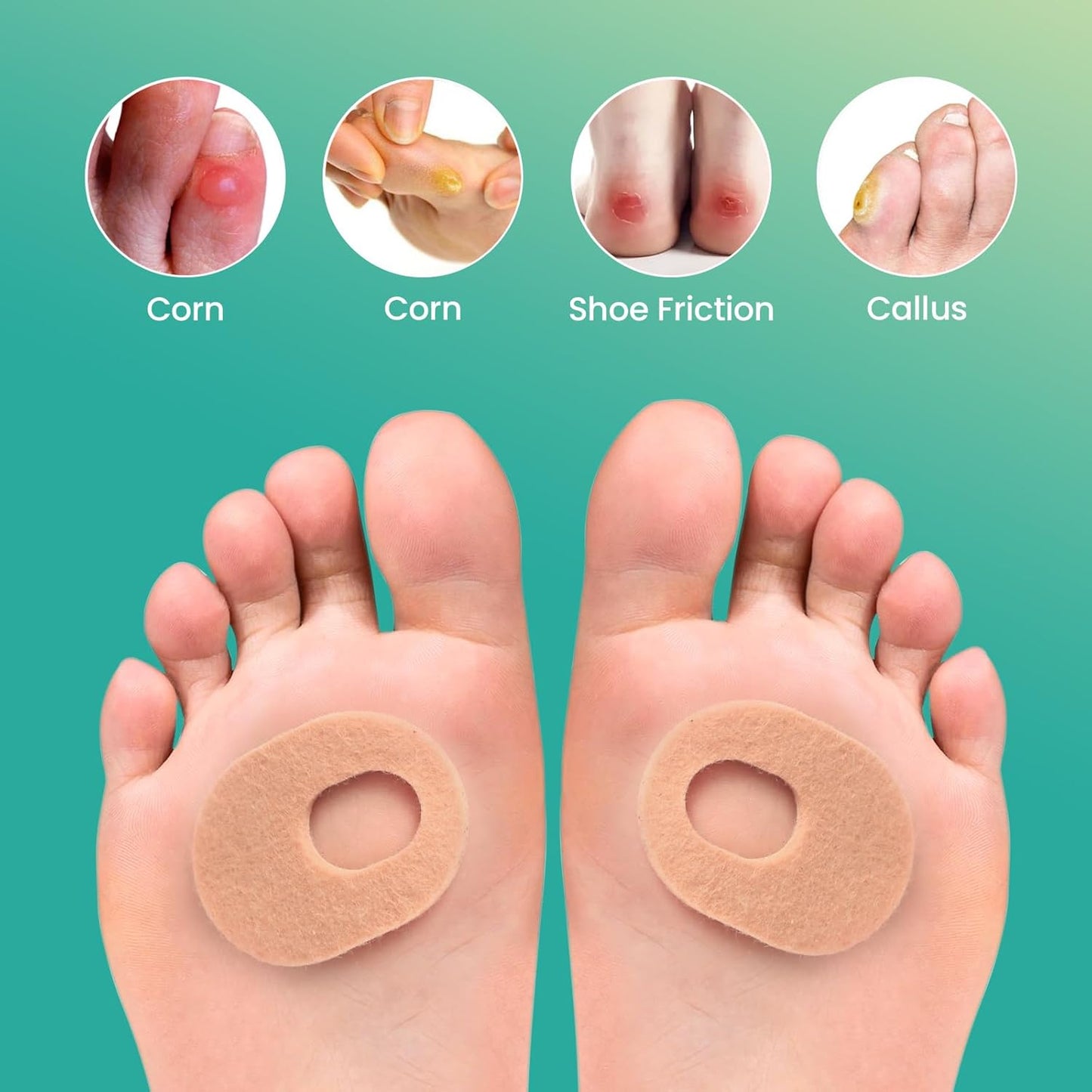 Welnove 42pcs Callus Pad with Water-Resistant Self-Stick Adhesive, Protects Foot, Heel and Toes from Rubbing and Friction,Oval Shape Design,Reduce Pressure and Friction from Shoes Rubbing-Skin Color