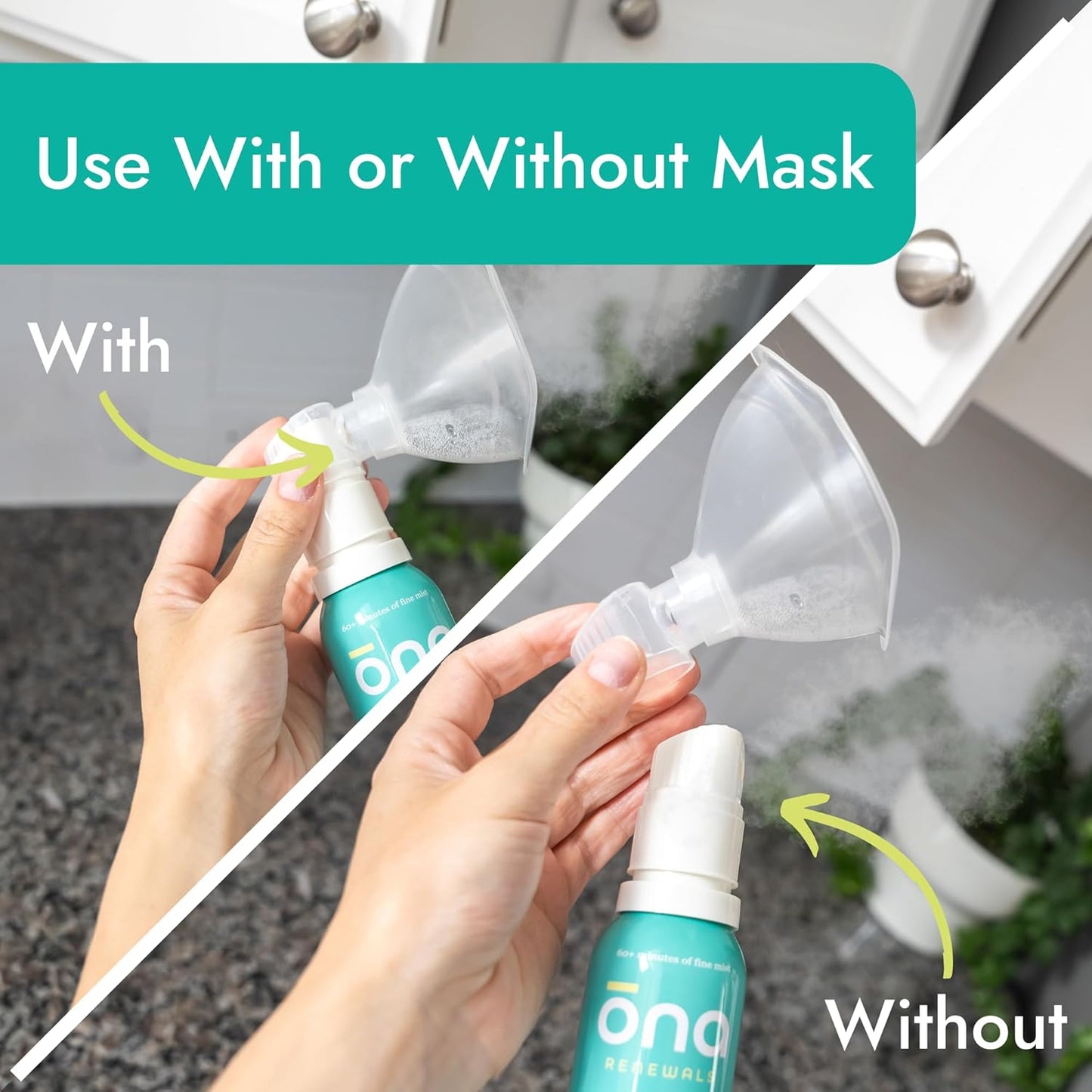 ONA Renewals Saline Micro-Mist Nasal Inhaler, Congestion Relief for Adults, Cold and Flu, Allergy, Sinus Relief, Unscented, 1.7oz