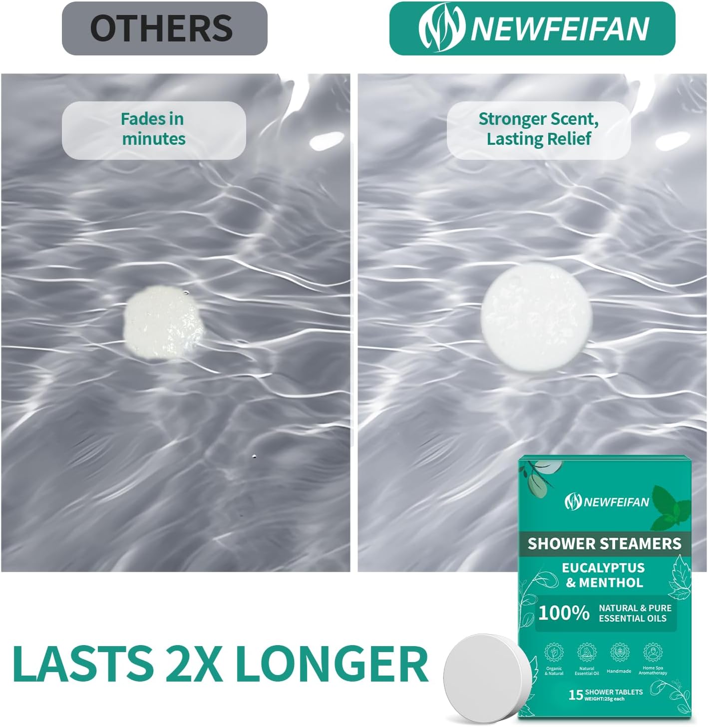 Shower Steamers Aromatherapy 15 Pack Christmas Stocking Stuffers for Teen Girls Women Men Organic Eucalyptus & Menthol Essential Oil, Spa Relaxing White Elephant Gifts, Travel Essentials Aromatherapy