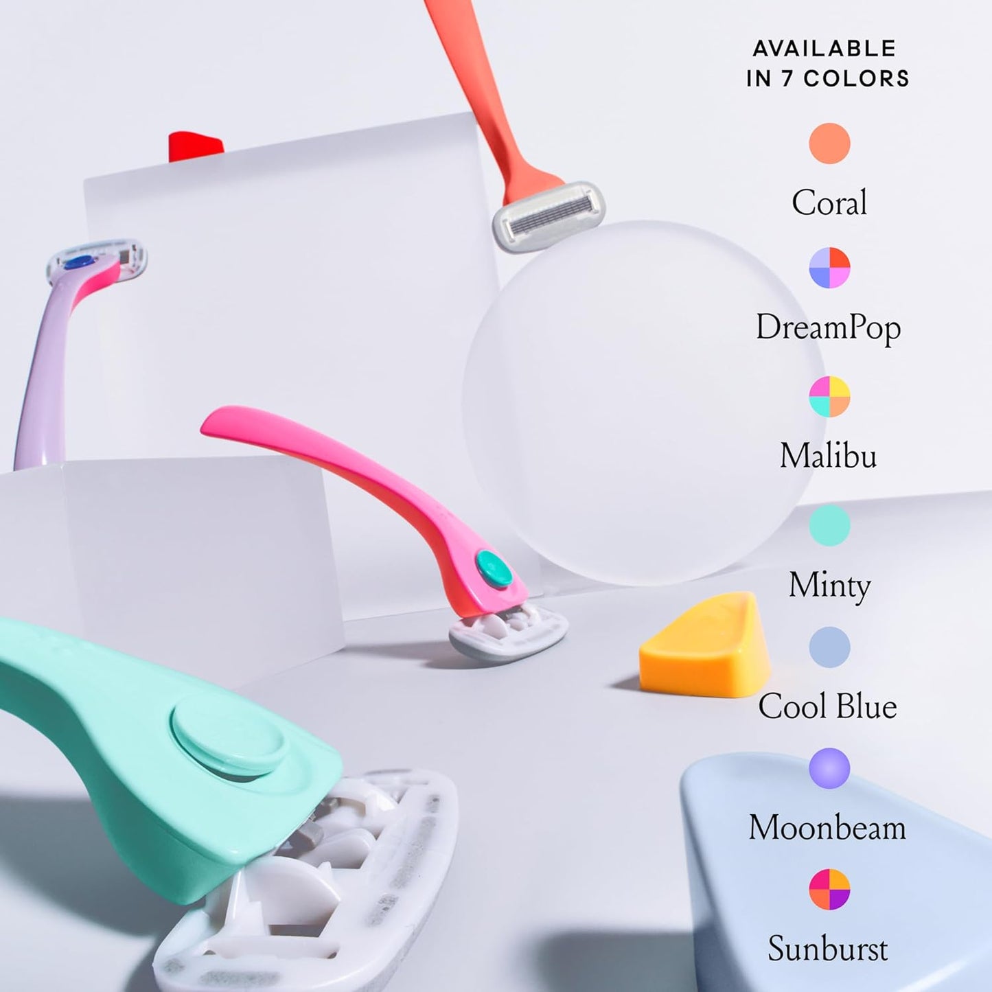 Billie Razors for Women Shave Kit – Razor + 4 x 5-Blade Razor Refills + Magnetic Holder – Minty