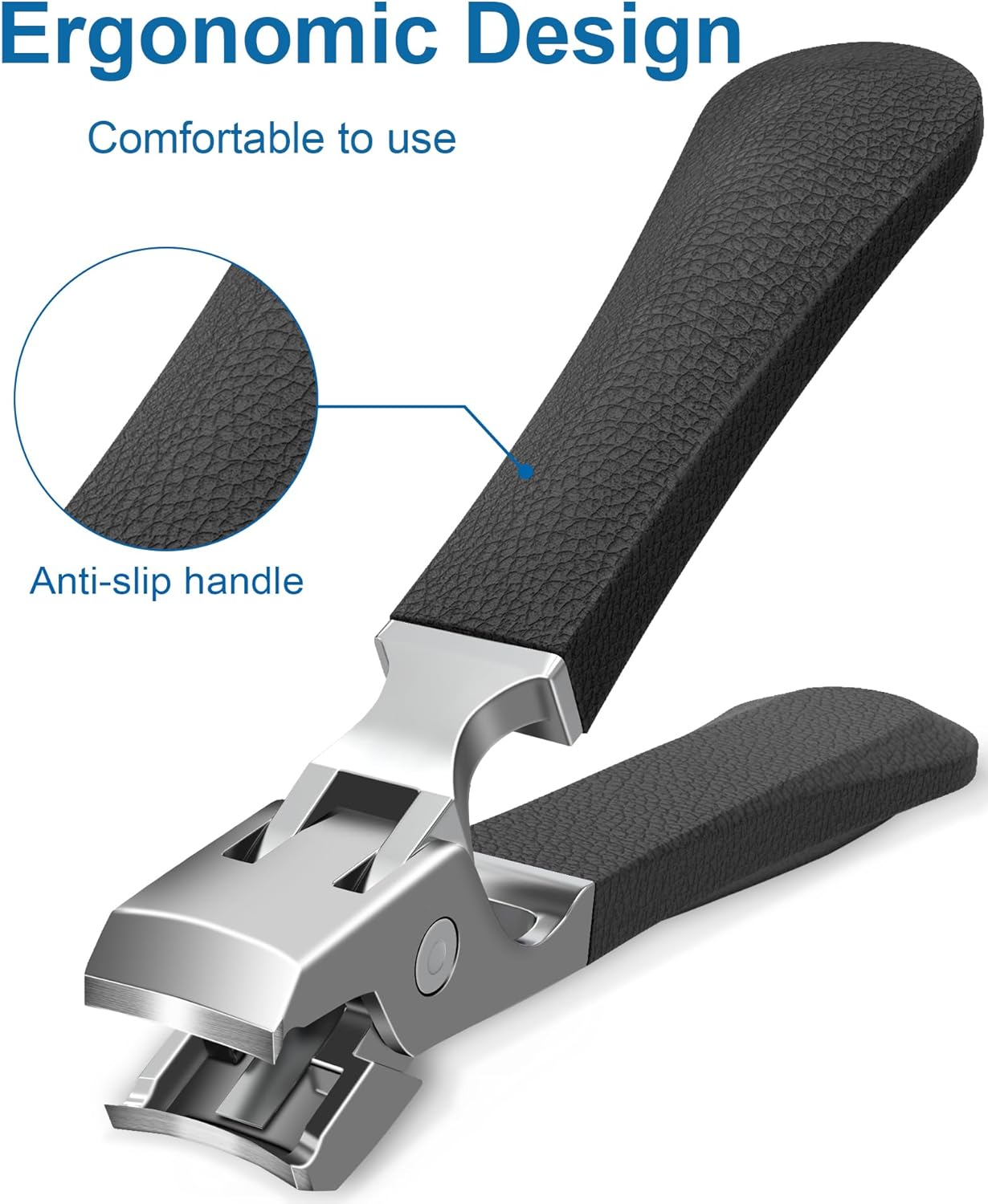 Nail Clippers - Ultra Sharp Anti Splash Fingernail and Toenail Clipper, with Nail Catcher, for Men & Women, Seniors, Black