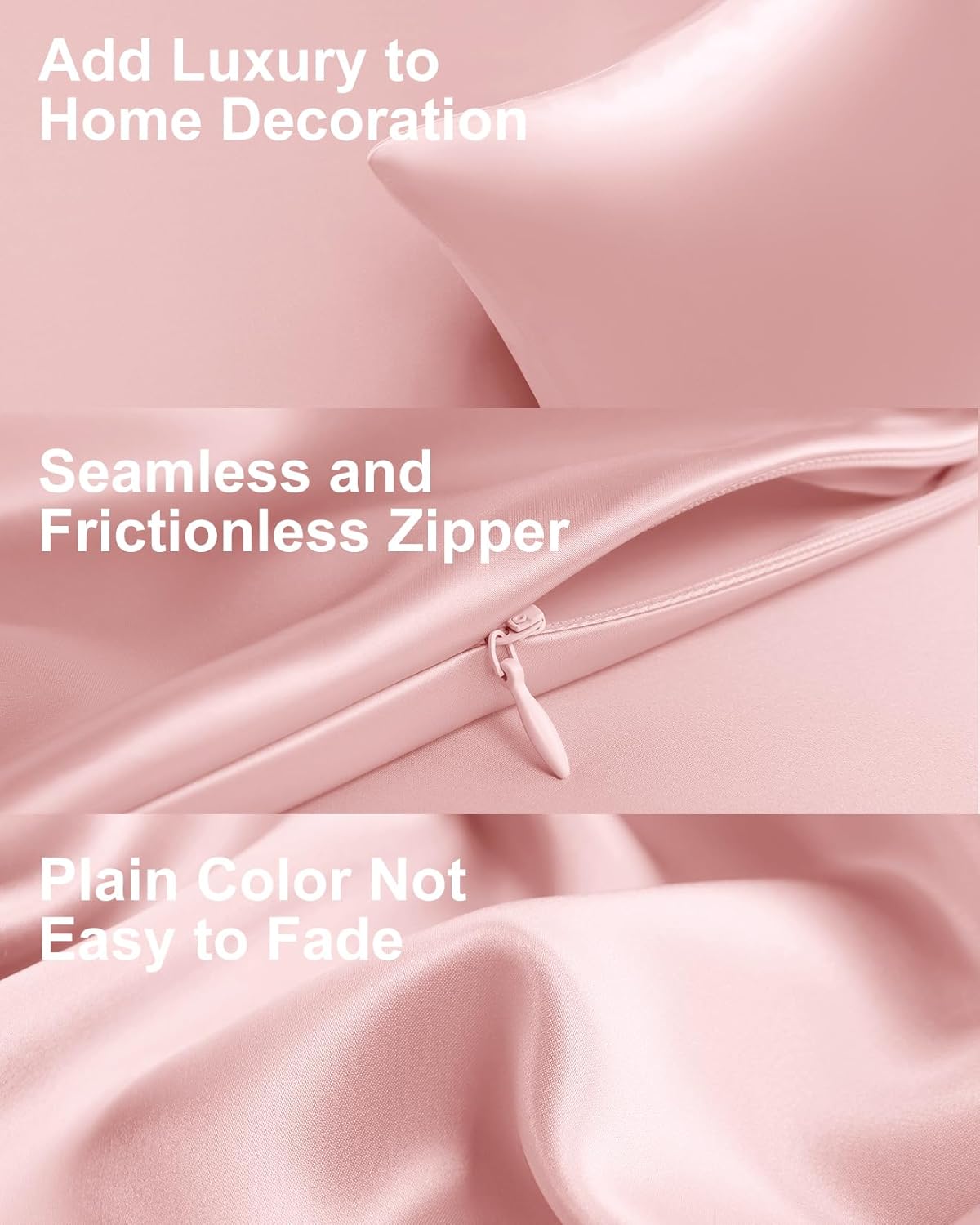 THXSILK Set of 2 Mulberry Silk Pillowcase for Hair and Skin, Both Sides Real Mulberry Silk Pillow Cases with Hidden Zipper, Organic Silk Pillowcase Standard Size 20×26 inches, Light Pink