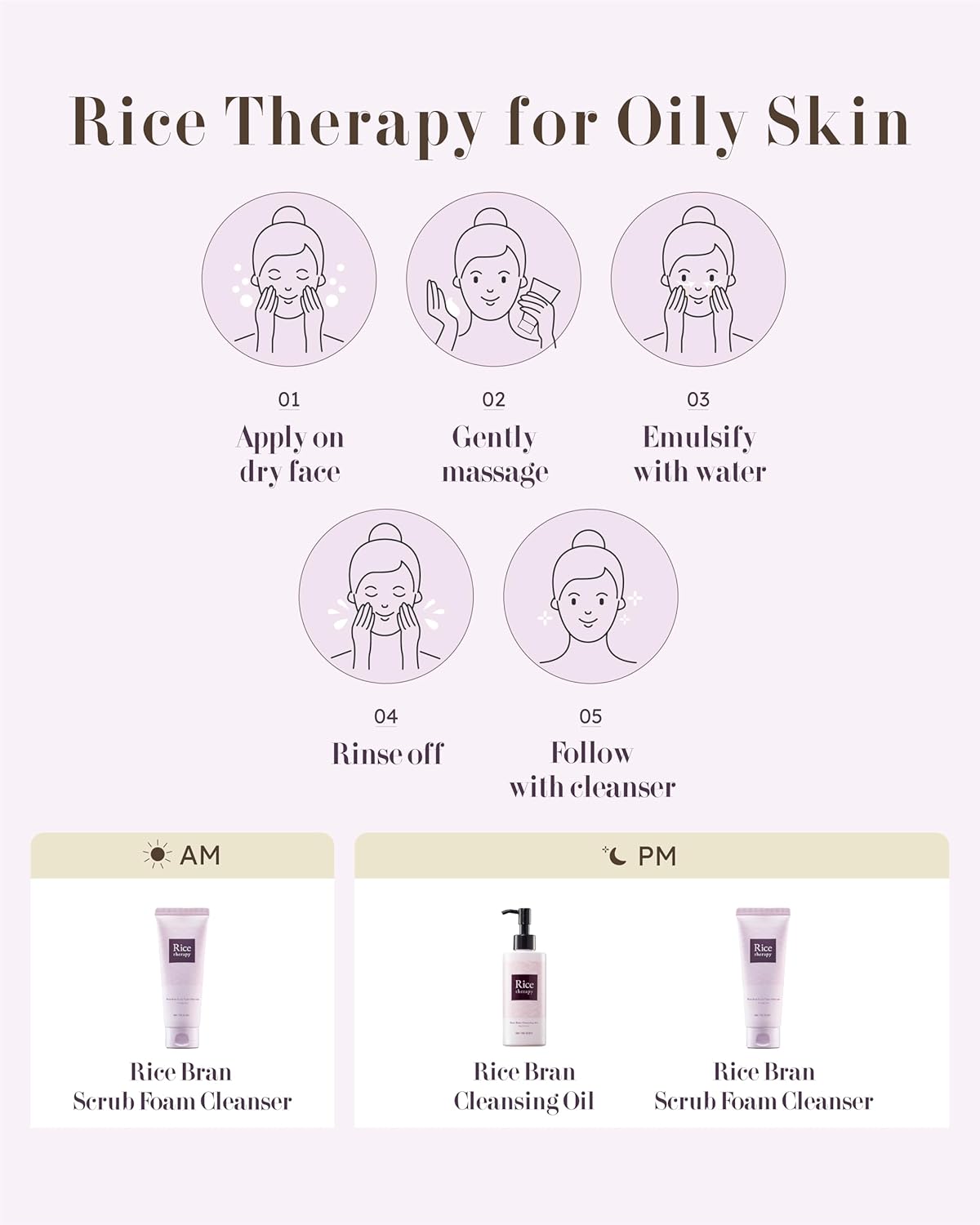 Rice Bran Cleansing Oil (6.8fl oz) - Korean Waterproof Makeup Remover, Deep Cleanser for Oily Skin. Gentle Formula, Residue-Free for Sensitive Skin