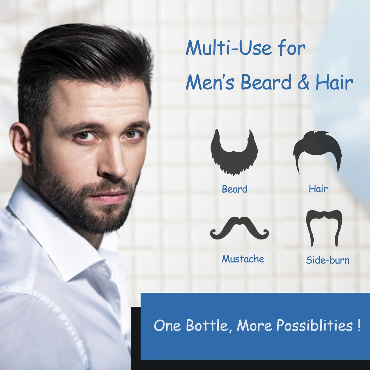 Beard Dye for Men, Beard Color & Hair Dye Shampoo 3-in-1, Beard Dye Black for Gray Coverage, Mens Beard Dye, Mens Hair Color Works in 10 Minutes, Simpler Hair Color for Men, Gentle on Facial Skin