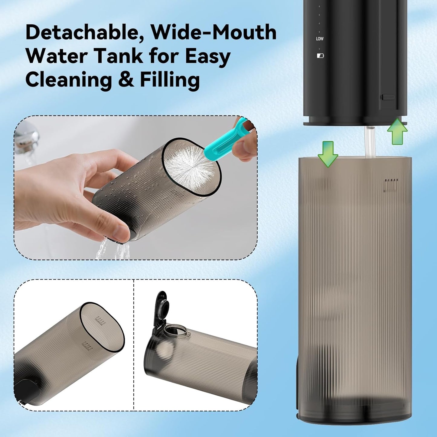 Mini Water Flosser for Teeth,Travel Dental Flosser Picks, Portable Oral Irrigator with Telescopic Water Tank, 5 Modes IPX7 Waterproof Tooth Flosser for Brace, Sensitive Teeth, with Storage Bag