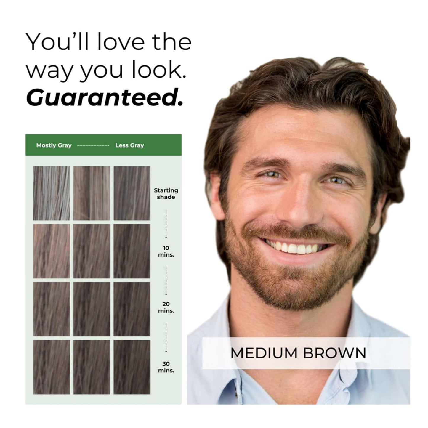 Simpler Hair Color for Men Kit for Full Gray Coverage - Medium Brown Men’s Hair Dye - Easy Hair or Beard Dye for 100% Gray Coverage - Ammonia Free Hair Color, Beard Coloring for Men