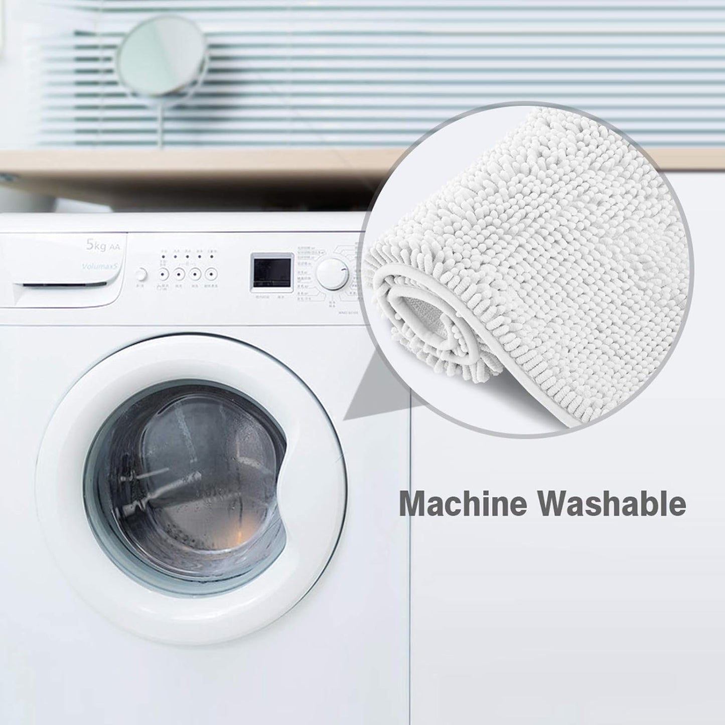 Chenille Bath Mats, Plush Absorbent Bath Mats Quick Dry, Soft & Machine Washable, Non Slip Carpet For Bathroom, Thick Bathroom Rugs, Shower Restroom Rug Mat, Alfombras De Baño, Bathrugs Matts, 59"x21"