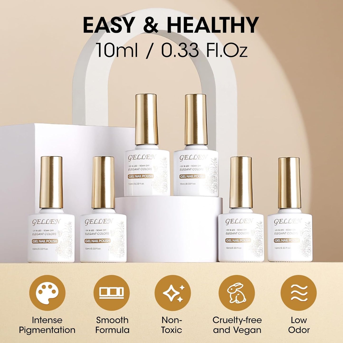 GELLEN Nude Jelly Gel Nail Polish Set for French Manicure, 10ml 6 Colors White Nude Jolly Gel Polish Semi Sheer No Wipe Soak Off light UV Gel for Nail Manicure DIY Art Salon Home