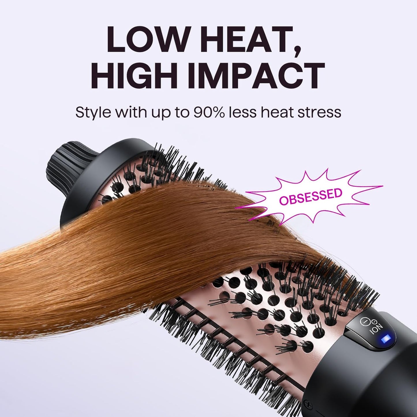 Wavytalk Blowout Boost Thermal Brush, 1.5 inch Heated Round Brush Curling Iron for Blowout Look, Dual Voltage, Ceramic Tourmaline, Ionic Technology, 5 Temperature Settings