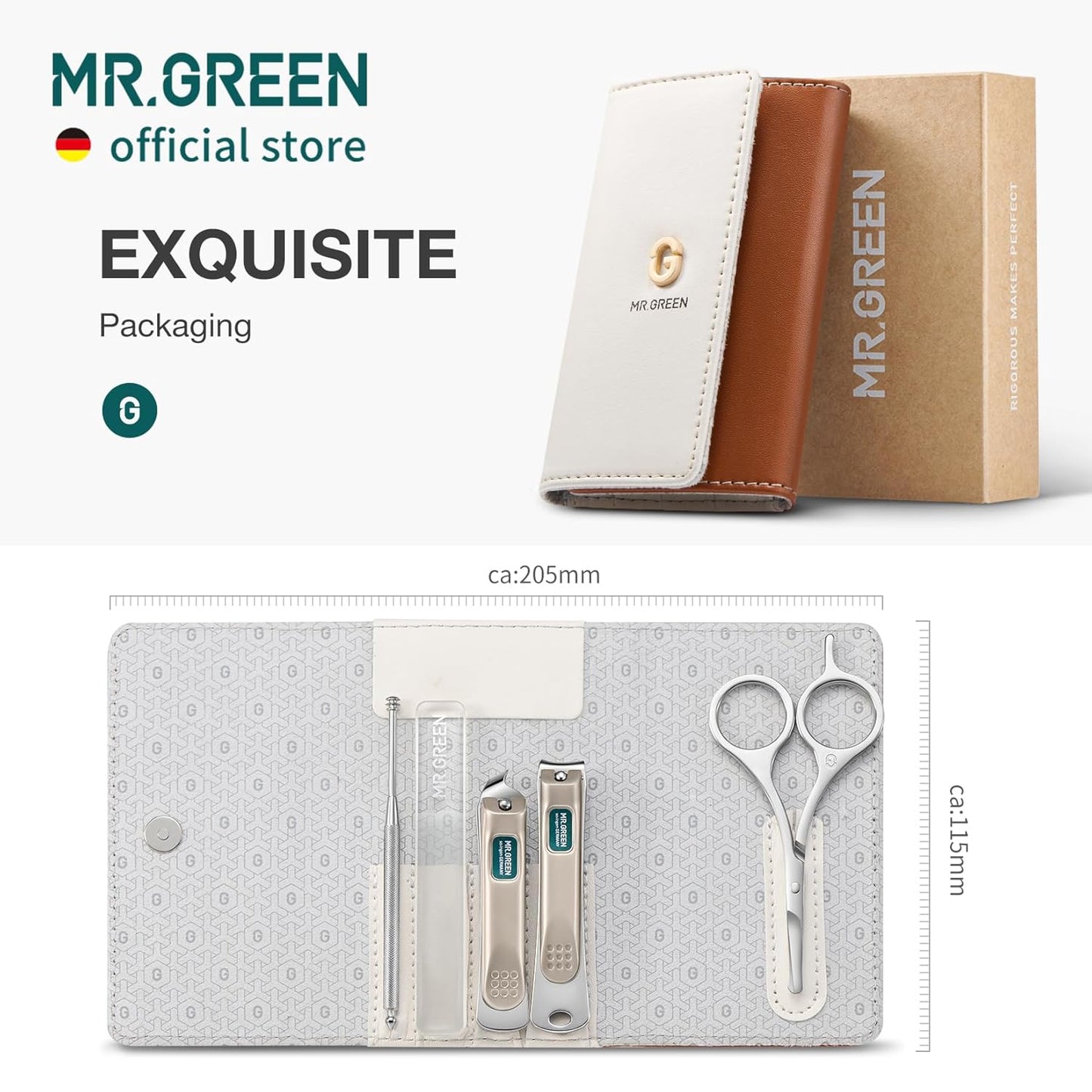 MR.GREEN Colorful Manicure Set Practical Pedicure Kits Nail Clippers Personal Care Tools Facial Hair Scissors with Fashion Case (Mr-6685 Brown)