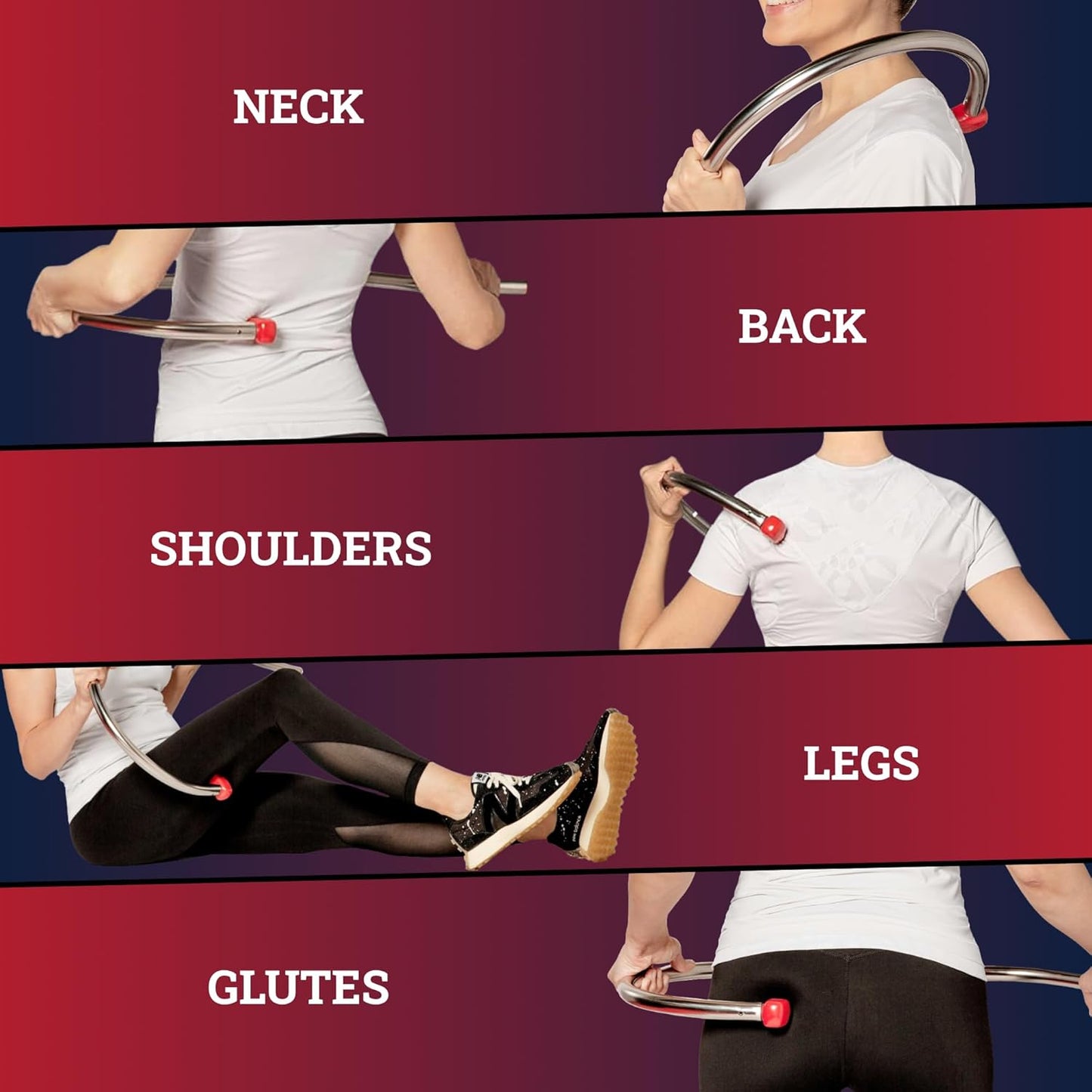 Hall of Fame Neck & Back Massager Tool - Trigger Point Massage Tool with Self Massage Hook for Pain Relief, Shoulder, Neck, and Back Muscle Knot Remover - Gift for Men and Women