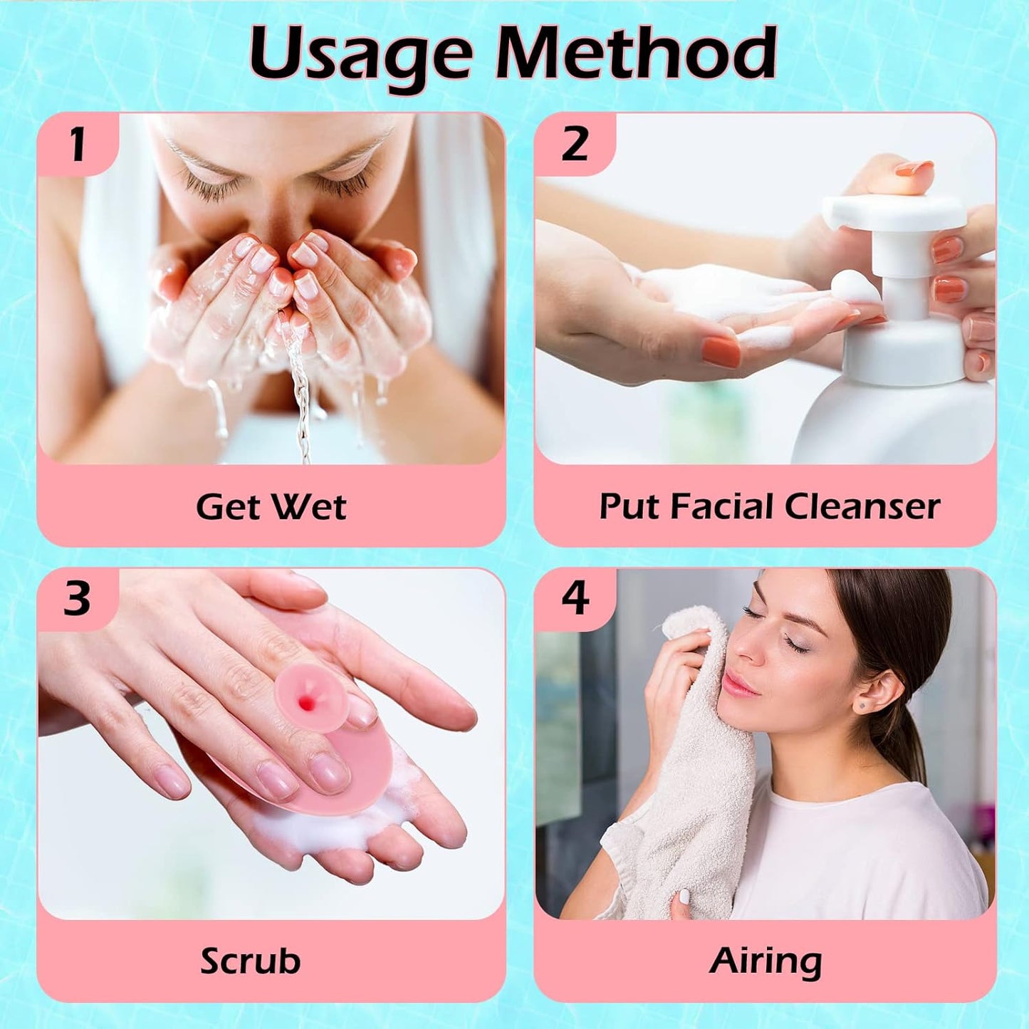 Yokilly Silicone Face Scrubber Exfoliator Brush, Manual Handheld Facial Cleansing Brush, Face Scrub Wash Brush with Soft Bristle, Face Cleansing Brush for Men and Women (4 Color)