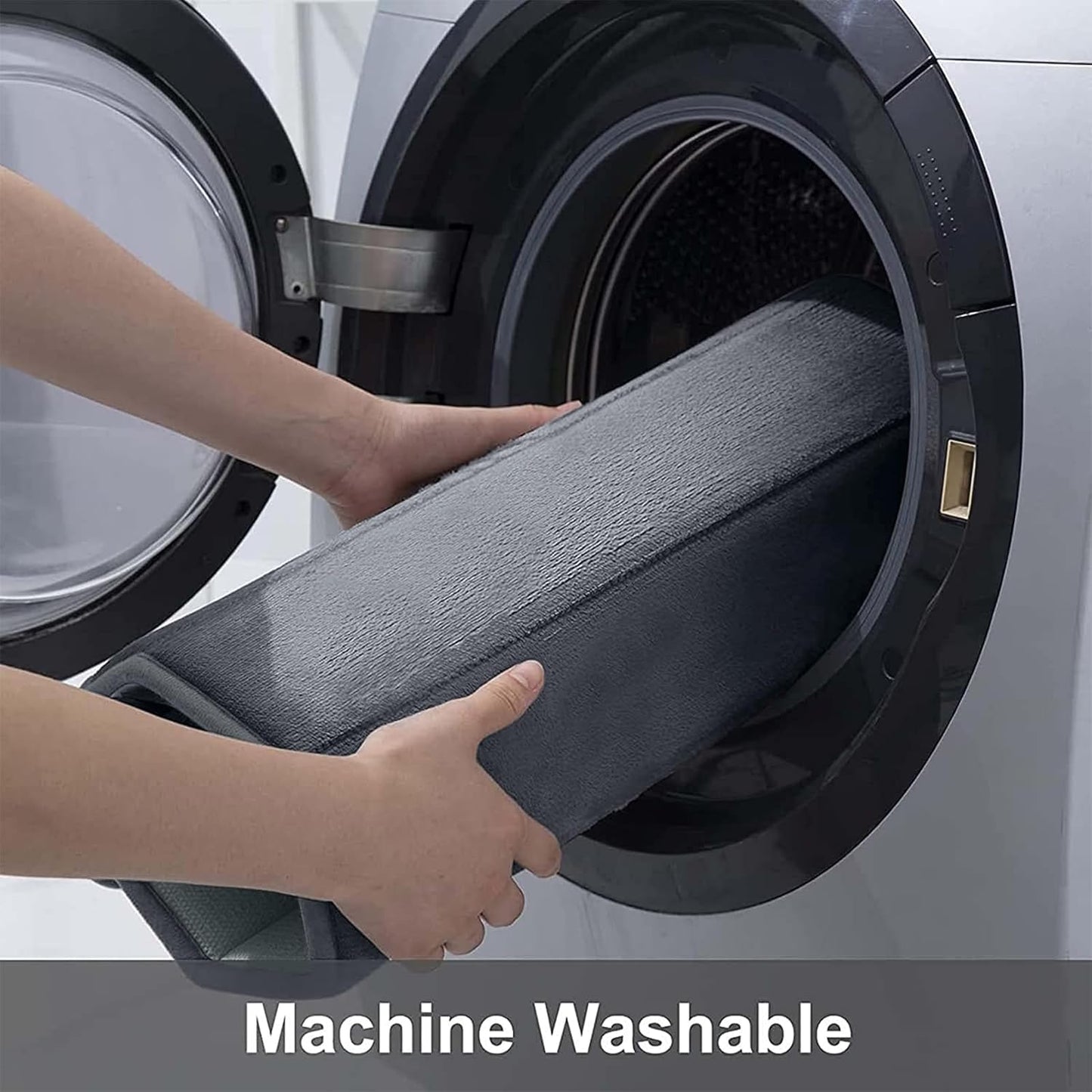 Buganda Memory Foam U-Shaped Contour Toilet Rugs, Non Slip Absorbent, Thick Soft Washable Bathroom Mat, Floor Carpet Bath Rugs Mat for Toilet Base (24" x 20", Dark Grey)