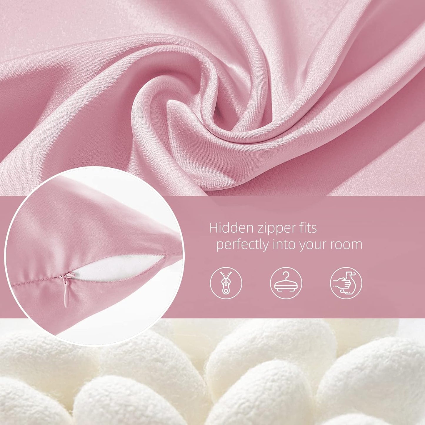 Silk Pillowcase for Hair and Skin Mulberry Silk Pillowcase Soft Breathable Smooth Both Sided Natural Silk Pillowcase with Zipper Beauty Sleep Silk Pillow Case 1 Pack for Gift (Standard, Pink)
