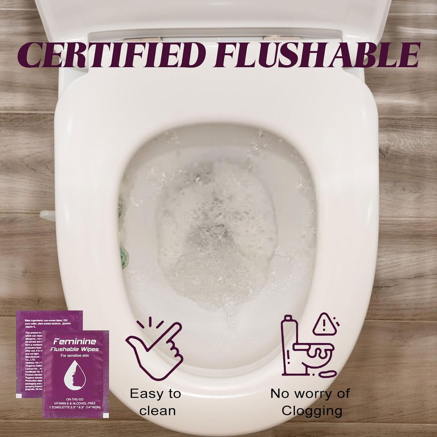 Feminine Wipes Individually Wrapped, Flushable Wipes Travel,Travel Wipes for Women,Feminine Care Wet Wipes Travel Size Vaginal Wipes for Adult, Girl and Homeless (unscent,100)