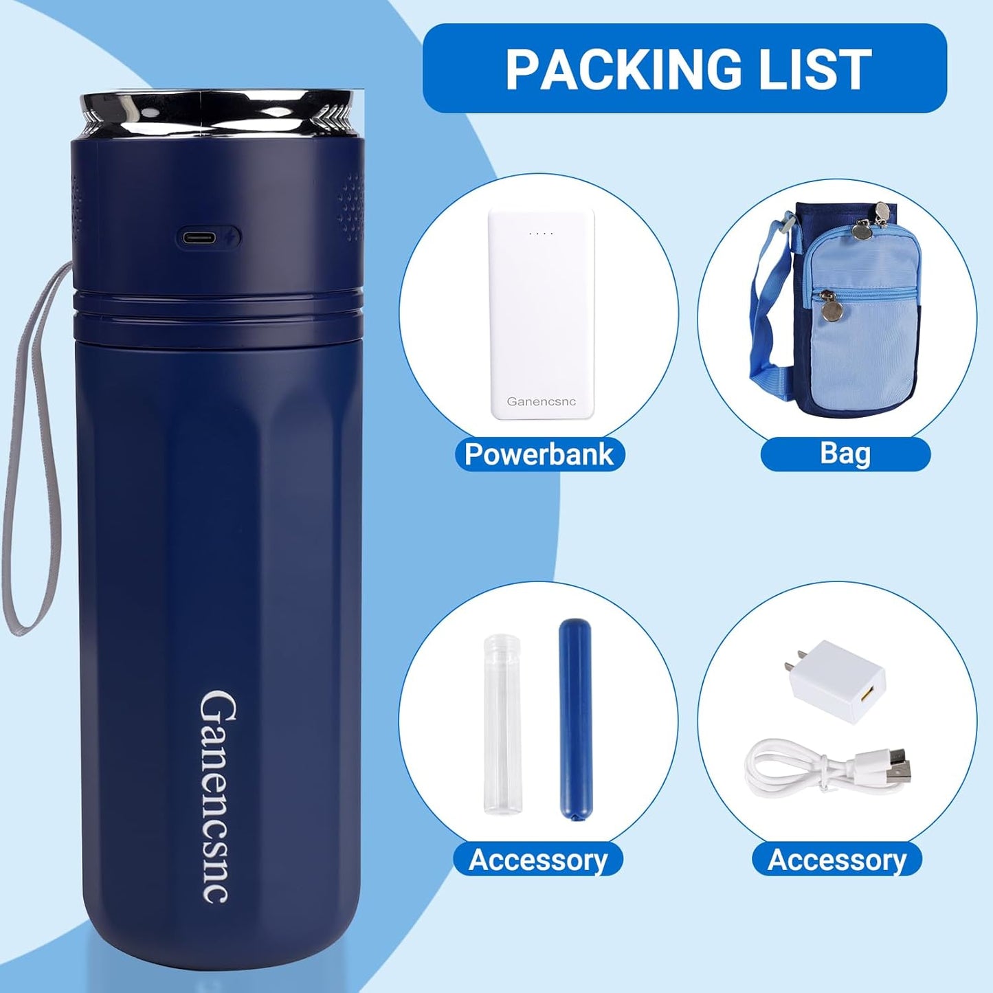 Electric Insulin Cooler Travel Case TSA Approved,USB Type-C Smart Cooling, 10000mAh Power Bank ,Large Capacity Medication Cooler for Travel ,Medical Cooler for Insulin (Blue, Included Power Bank)