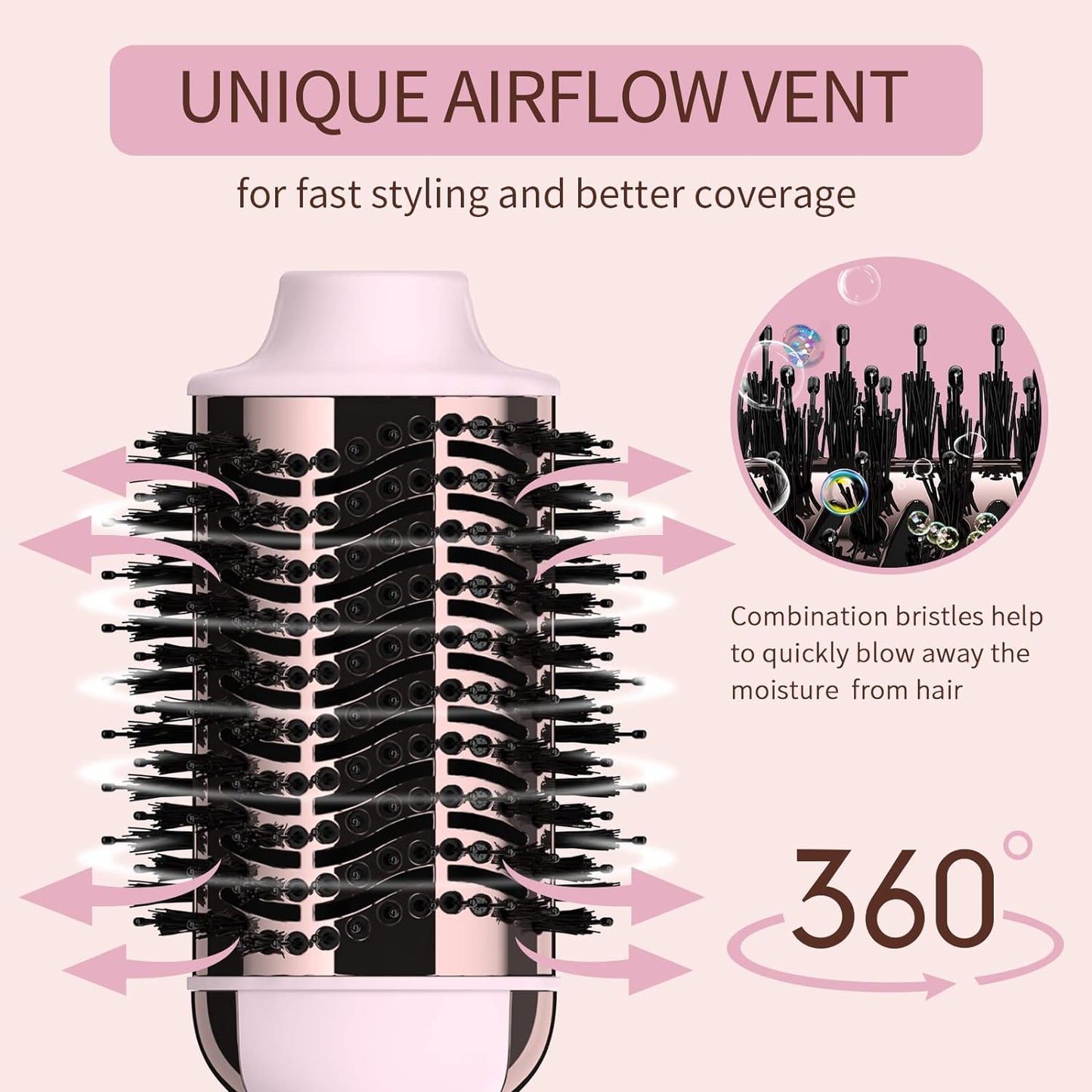 Hair Dryer Brush Blow Dryer in One, Upgraded 4 in 1 Hair Dryer and Styler Volumizer with Negative Ion Anti-frizz Ceramic Titanium Barrel Hot Air Hair Straightener Brush