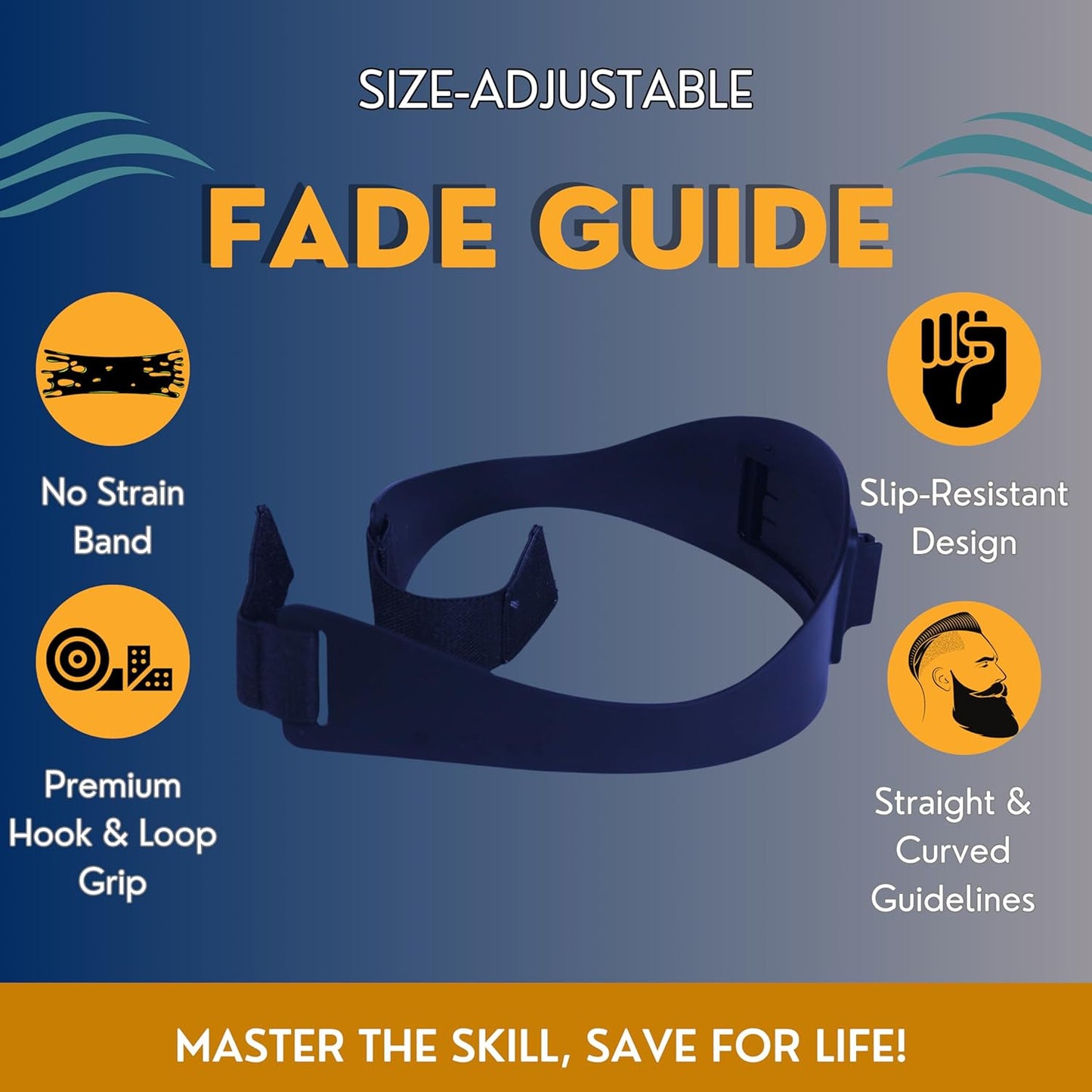 Self Haircut Kit for Men | 2Pcs SelfCut Guide for Men: Neckline Shaving Template & Fade Guide | Adjustable Size Hair Fade Tool & Stable Neck Line Up Tool | Hair Cut for Kids & Seniors