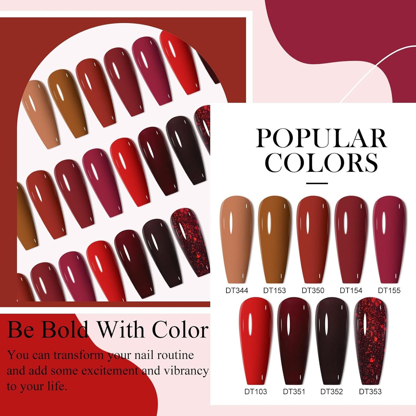 MEET ACROSS 9 Colors Gel Nail Polish + 3PCS Function Gel Nail Polish Kit,Fashion Nail Art Set Design Gifts for Women Manicure Salon (SET6, 12pcs)