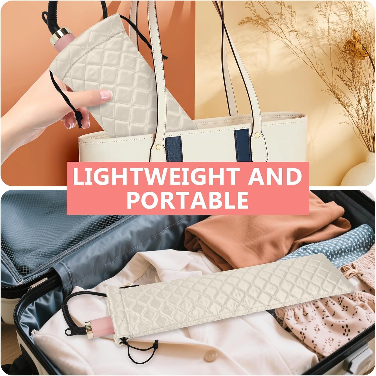 AMIJEAL Heat Resistant Hair Tools Organizer Bag Portable Travel Drawstring Storage Cover Pouch for Hair Straightening Irons, Curling Irons, Flat Irons and Hot Styling Tools(16" x 4.3")