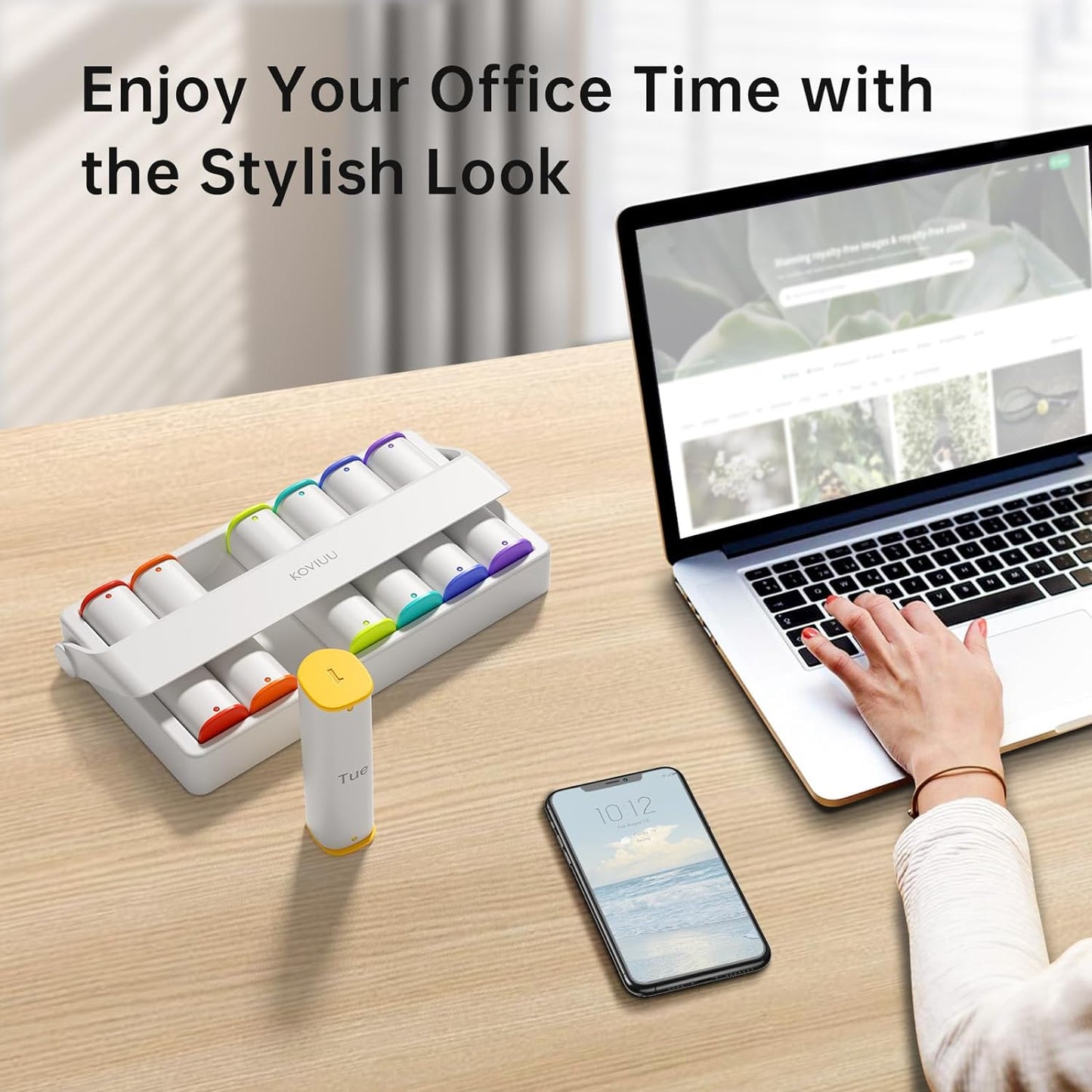 Weekly Pill Organizer 2 Times a Day, KOVIUU Large Travel Pill Box 7 Day, Am Pm Twice Daily Pill Case with Rotatable Handle, Pill Holder Container for Vitamin, Medicine, Supplement, Fish Oil, White