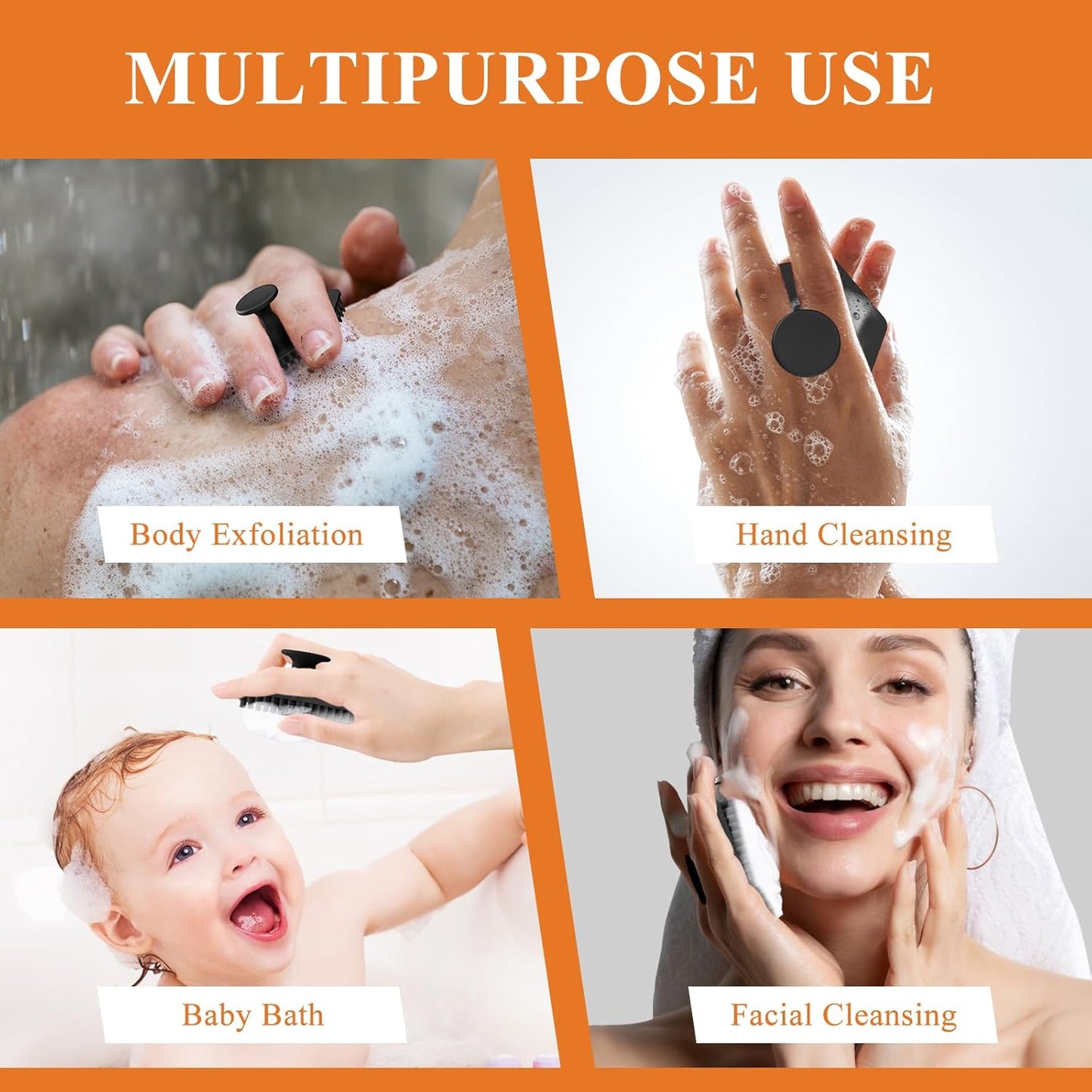 VWMYQ Silicone Face Scrubber for Men, Gentle Exfoliator Pad & Massager, Facial Cleansing Brush Silicone Face Wash Brush Removes Dead & Dry Skin (Black)