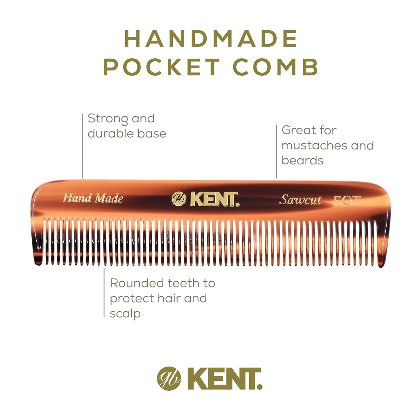 Kent Set Men's Hair Pocket Combs, 81T X-Small, FOT All Fine Tooth, 20T Fine Tooth Folding Comb. Best Hair, Beard and Mustache Grooming Kit for Travel and Home Care, Handmade in England
