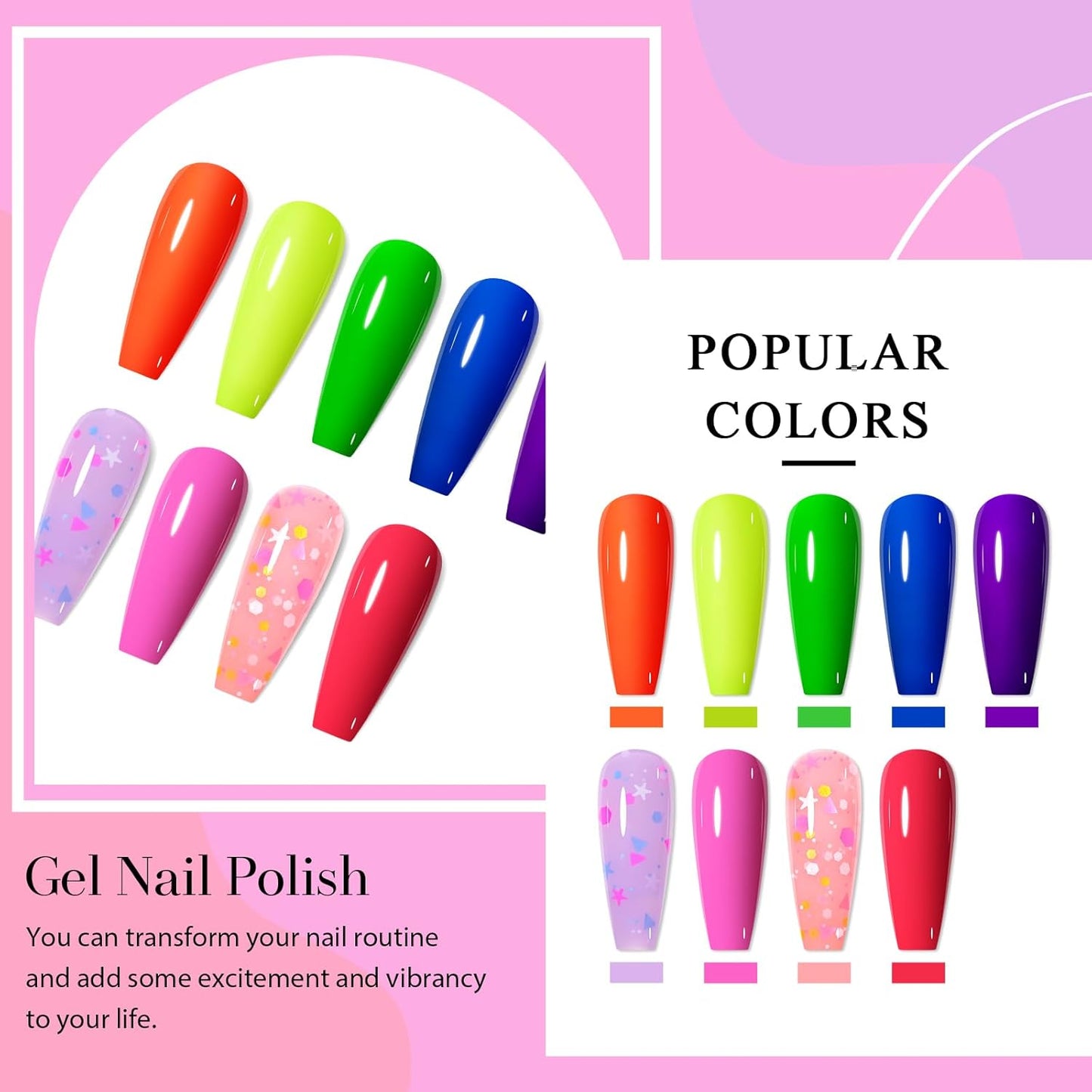 MEET ACROSS 9 Colors Gel Nail Polish + 3PCS Function Gel Nail Polish Kit,Fashion Nail Art Set Design Gifts for Women Manicure Salon (SET14, 12pcs)