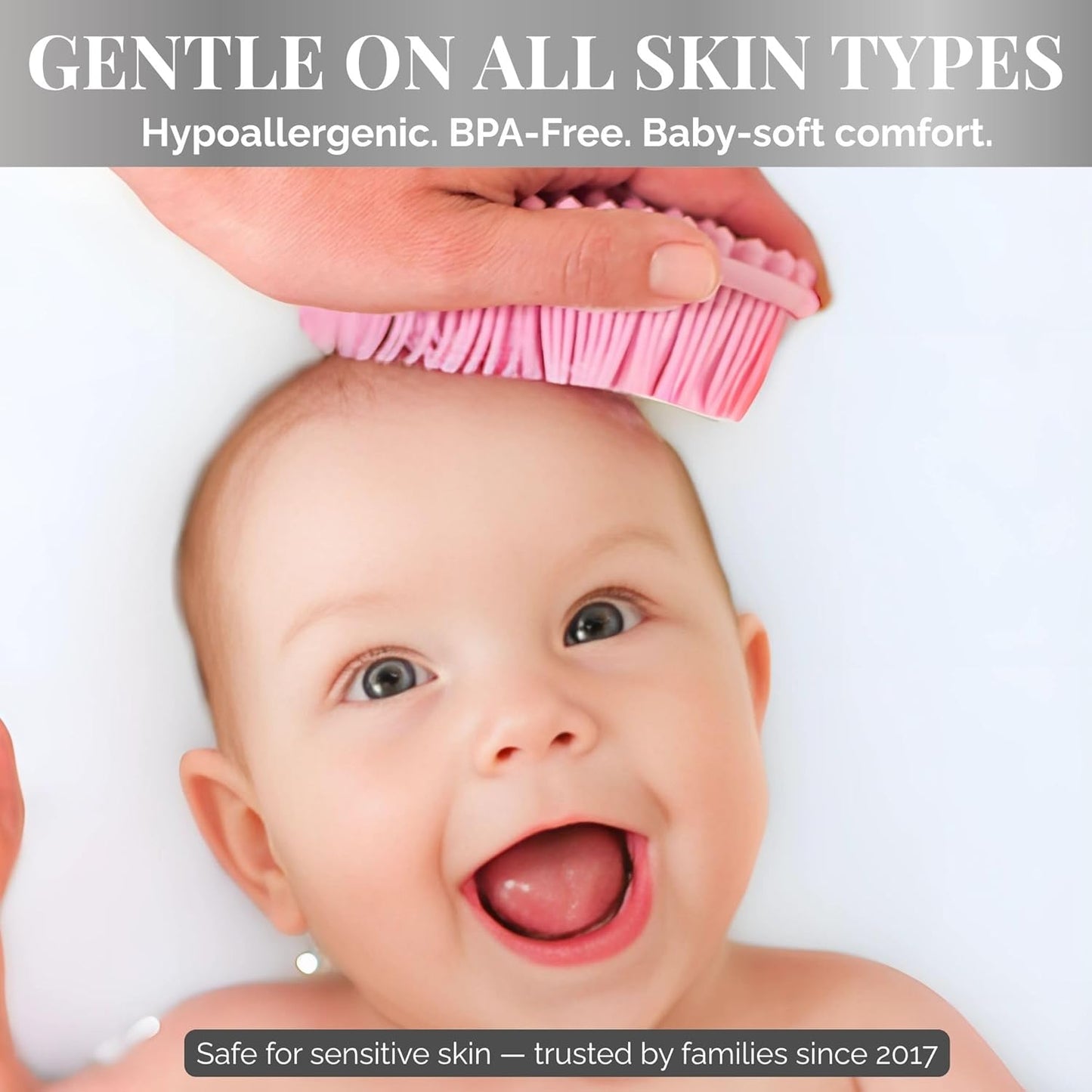 Avilana Silicone Body Scrubber - Food Grade & Lab Tested, Gentle Exfoliating Shower Brush for All Skin Types, Hygienic Quick-Dry Loofah Alternative (Black, Scalp-Silver)