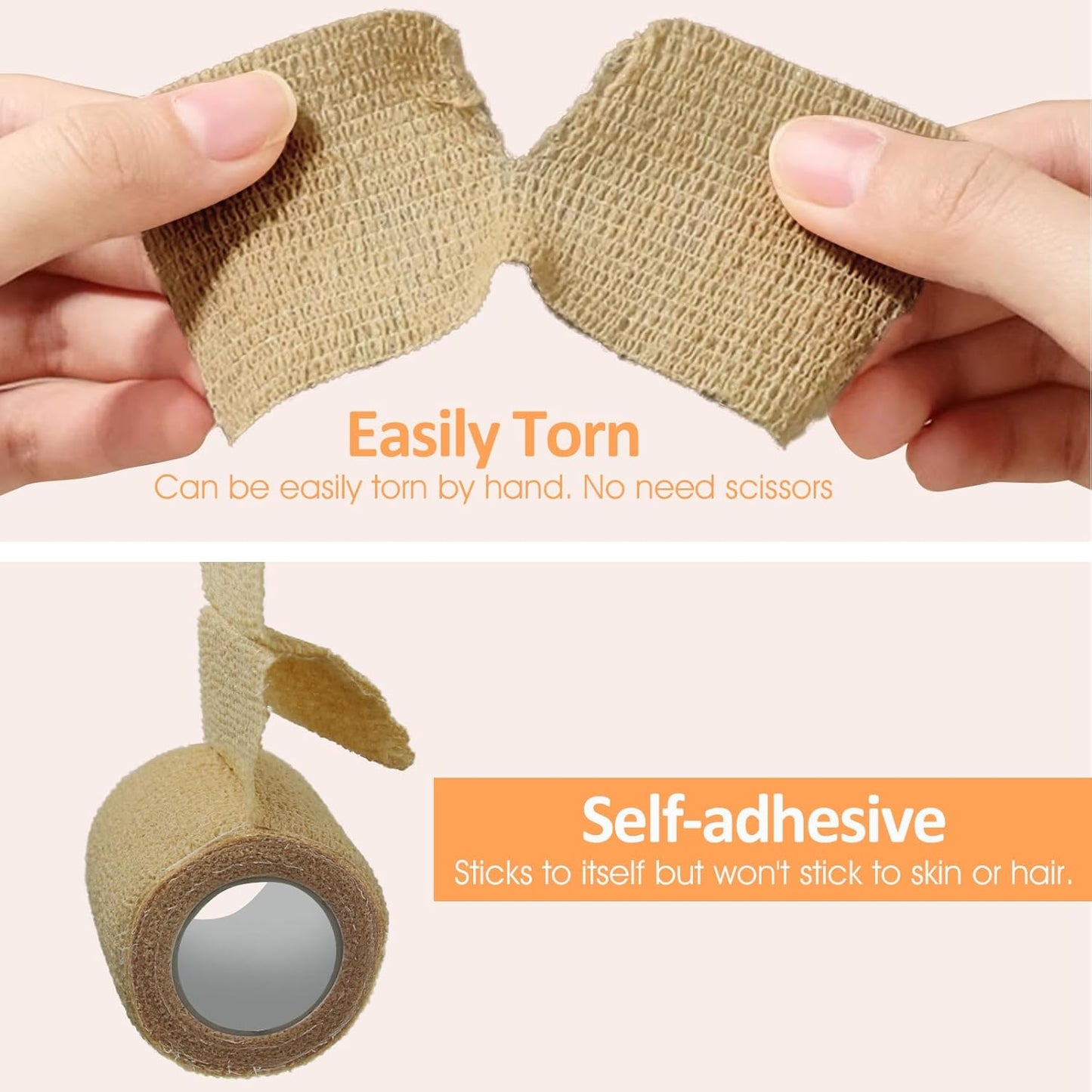 1"/2"/3" Self Adhesive Bandage Wraps, 9 Pack Skin Color Self Bandage Wrap for Wounds, Vet Wrap, Ankle Tape, Tattoo Tape Wrap, Medical Tape, Color Athletic Tape