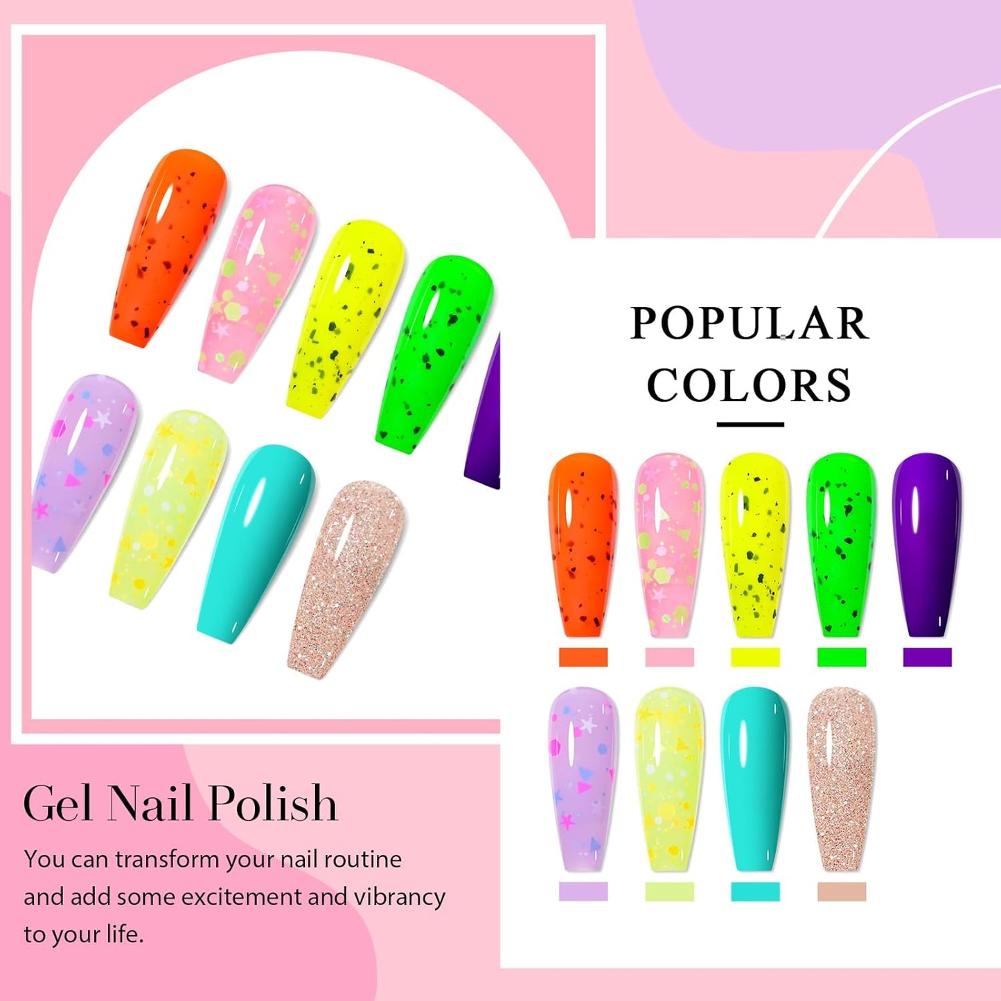 MEET ACROSS 9 Colors Gel Nail Polish + 3PCS Function Gel Nail Polish Kit,Fashion Nail Art Set Design Gifts for Women Manicure Salon (SET15, 12pcs)