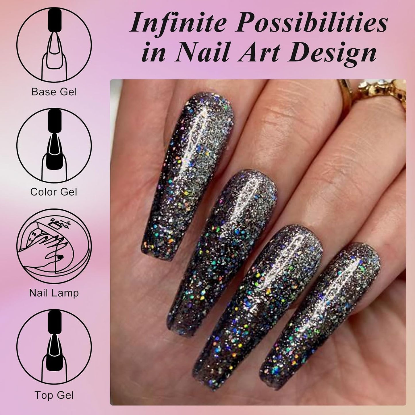 MEET ACROSS 9 Colors Gel Nail Polish + 3PCS Function Gel Nail Polish Kit,Fashion Nail Art Set Design Gifts for Women Manicure Salon (SET23, 12pcs)