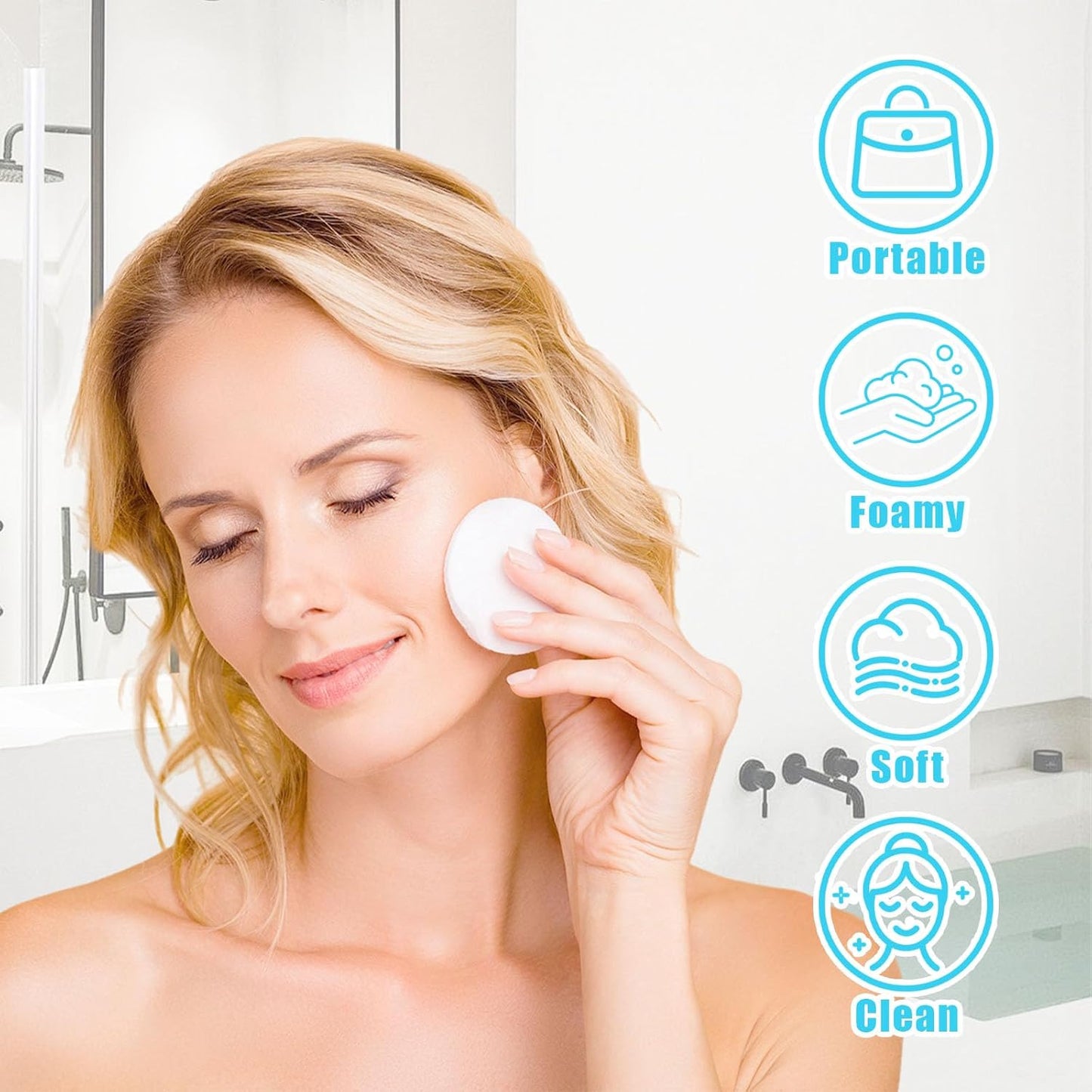 240 Pcs Facial Sponges Compressed,Face Sponges for Cleansing,Professional Makeup Removal Sponge Pad for Spa,Exfoliating,Face Wash,Mask(White)