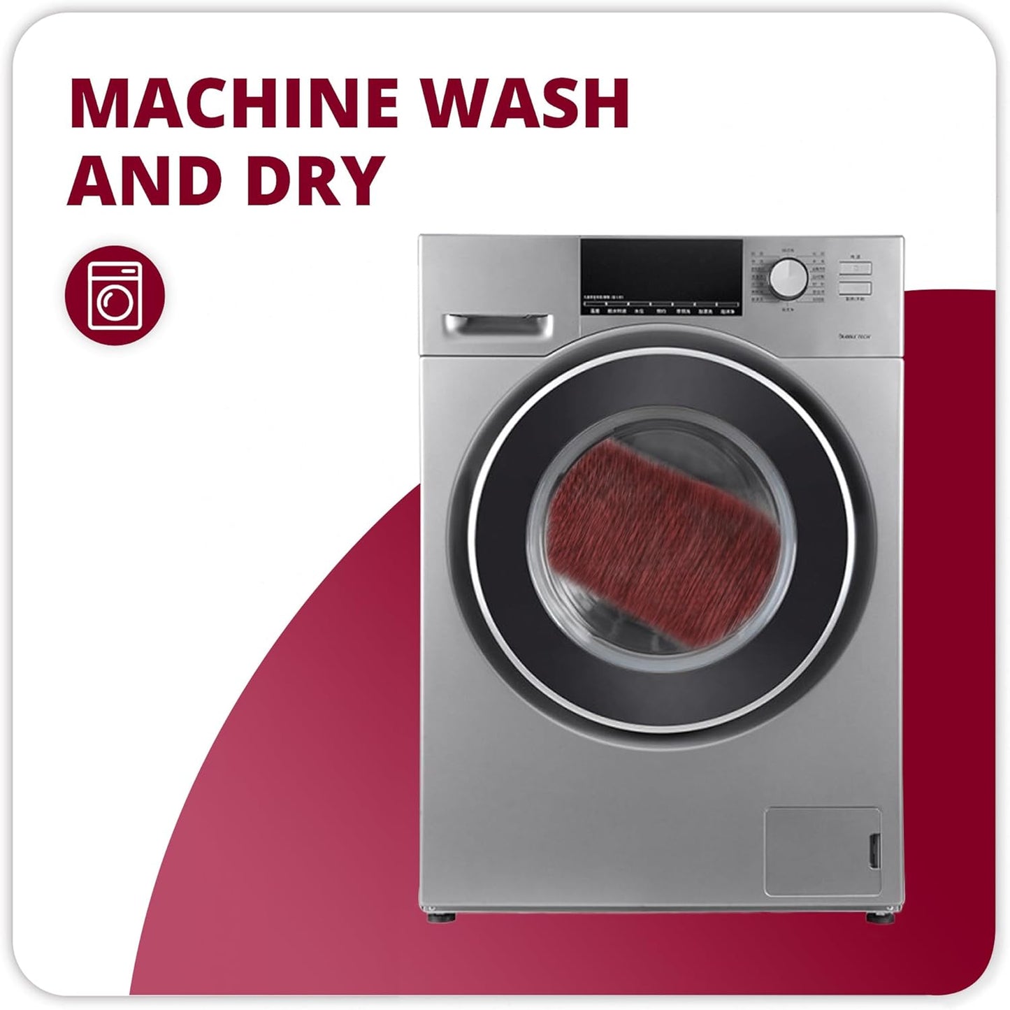 Bathroom Rugs Set 2 Pieces,Thin Bathroom Mats,Toilet Rugs,Quick Dry,Non-Slip,Machine Washable,Low Pile,Absorbent Bath Mats,Shower,Sink,Home Decor Accessories.Red,1'5"x2'3"+1'8"x2" U Shape