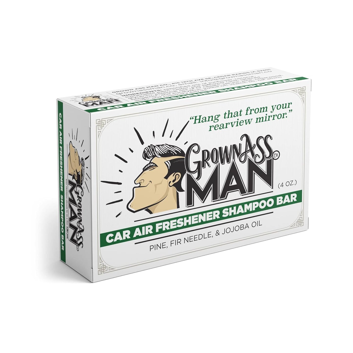 Grown Ass Man Co. - Solid Shampoo Bar Rich Lather 3 in 1: Hair, Beard & Body Wash - Plastic Free & Eco-Friendly, Natural & Organic for All Hair Types, 4oz Bar (Car Air Freshener, 3-Pack)