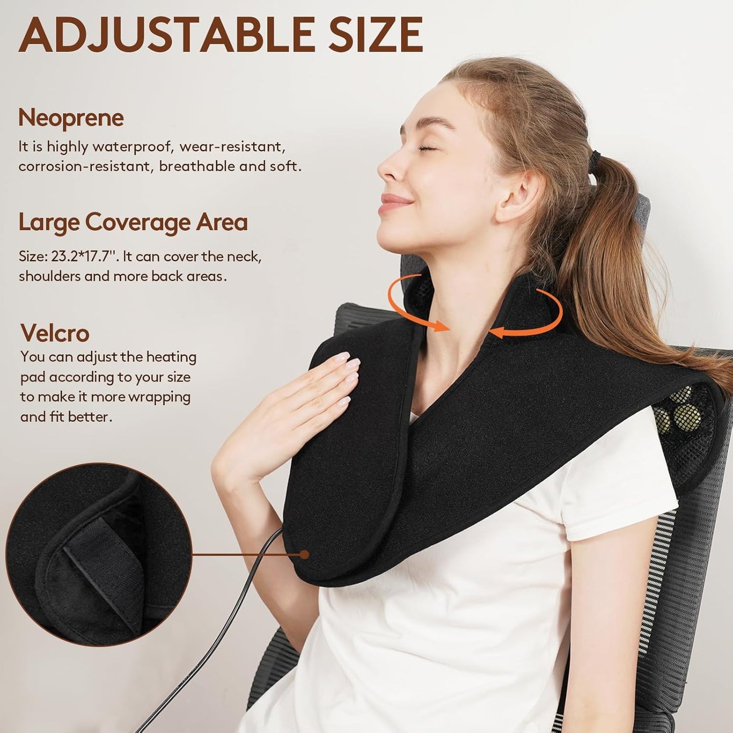 UTK Far Infrared Heating Pads for Neck and Shoulders and Back, Hot to 159℉, Gift for Women, FSA-HSA Eligible Neck and Shoulder Heating Pad with 84 Natural Jade, 24 Timers & Auto Shut Off (23 * 18'')