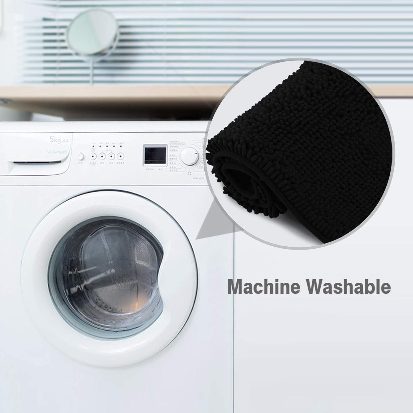 Chenille Bath Mats, Plush Absorbent Bath Mats Quick Dry, Soft & Machine Washable, Non Slip Carpet For Bathroom, Thick Bathroom Rugs, Shower Restroom Rug Mat, Alfombras De Baño, Bathrugs Matts, 59"x21"