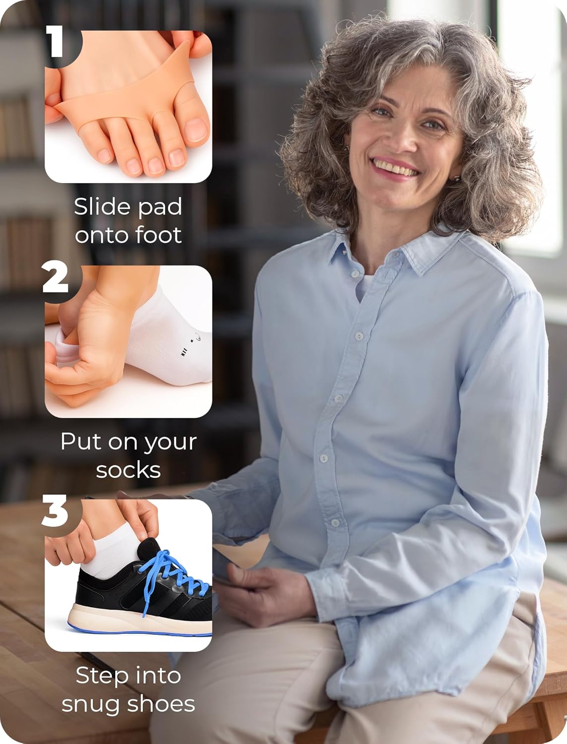 Homergy Metatarsal Foot Pads - Soft Gel Ball of Foot Cushions for Pain Relief, Ultra-Thin Sleeve Design, Stays in Place, Breathable & Reusable - Fits Heels, Flats, Sneakers (4 Pads / 2 Pairs)