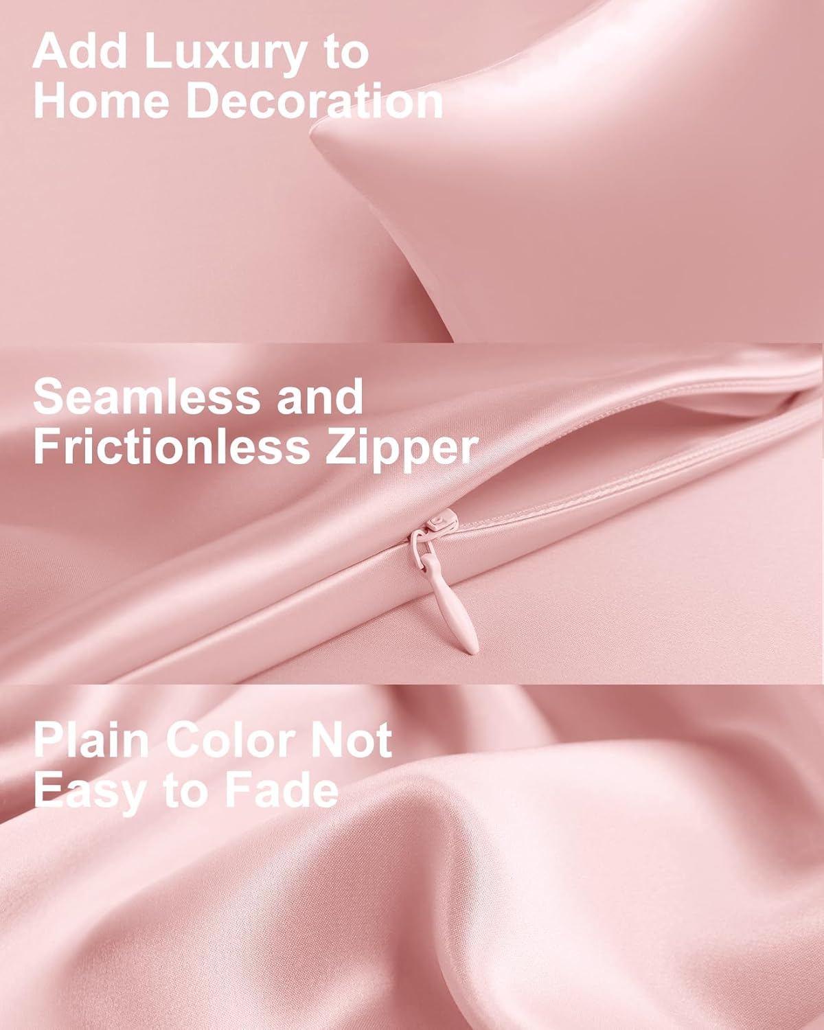 THXSILK 100% Mulberry Silk Pillowcase for Hair and Skin, Concealed Zipper, Both Sides Grade 6A+ Silk, Organic Silk Pillowcase Standard Size 20x26 inches, 1PC, Light Pink