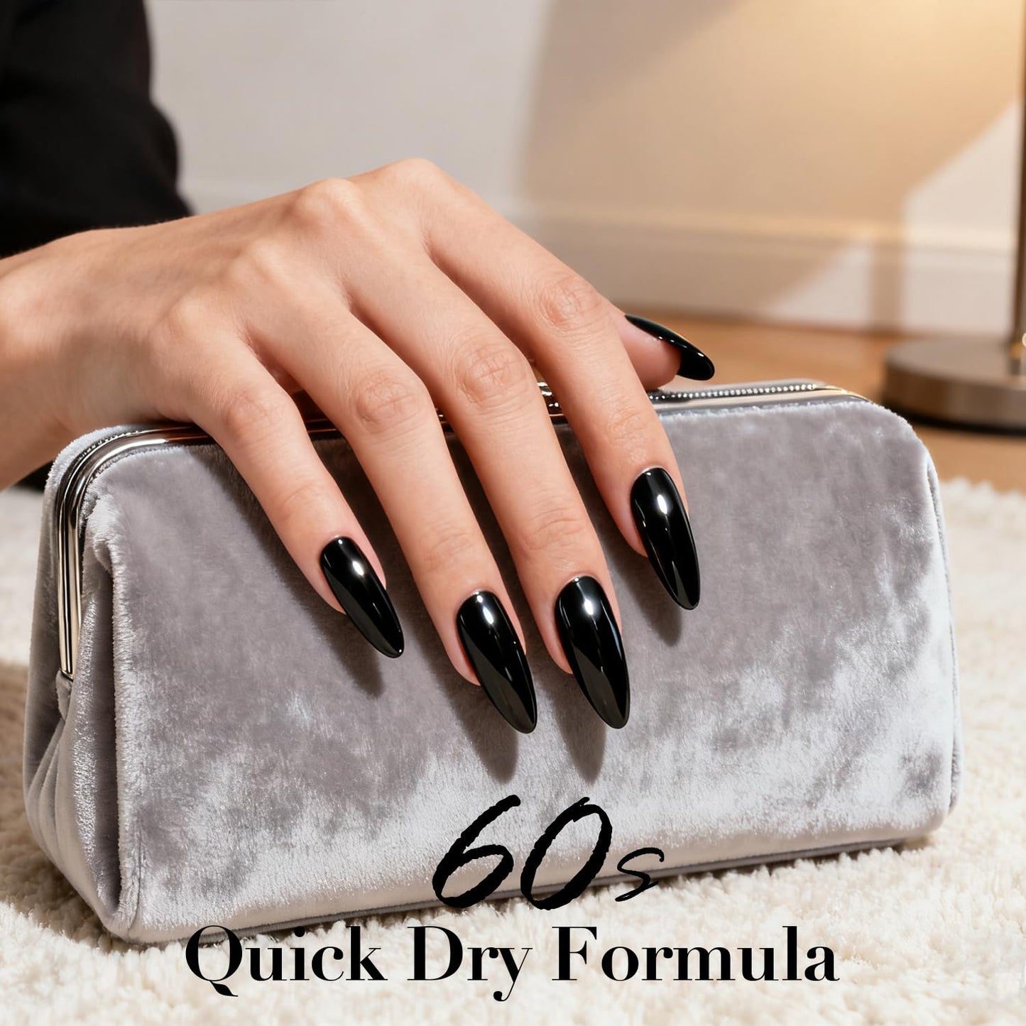 AZUREBEAUTY Nail Polish,Black Quick Dry Complete Natural Super Lustrous,Professional for DIY Manicure and Pedicure at Home