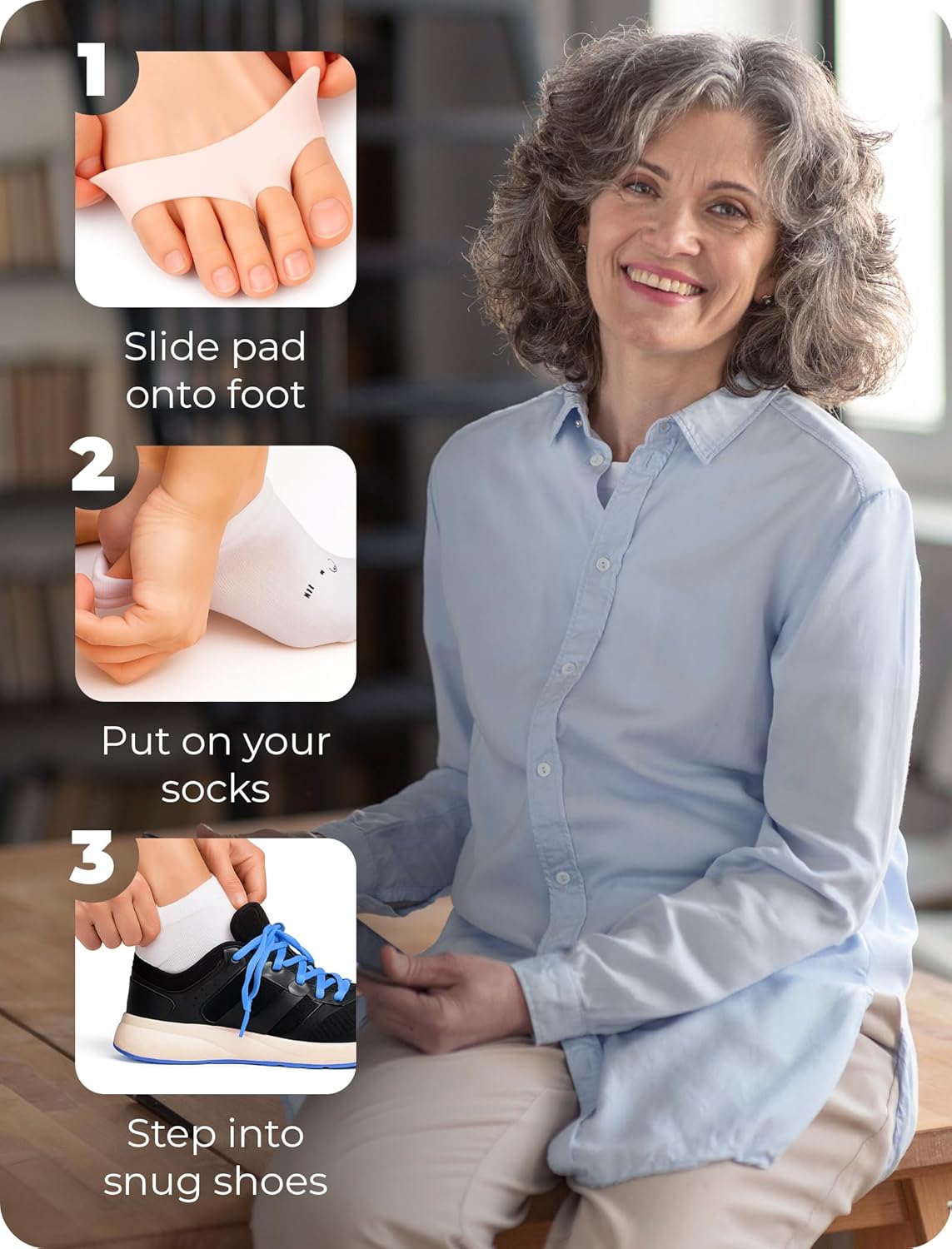 Homergy Metatarsal Foot Pads - Soft Gel Ball of Foot Cushions for Pain Relief, Ultra-Thin Sleeve Design, Stays in Place, Breathable & Reusable - Fits Heels, Flats, Sneakers (4 Pads / 2 Pairs)