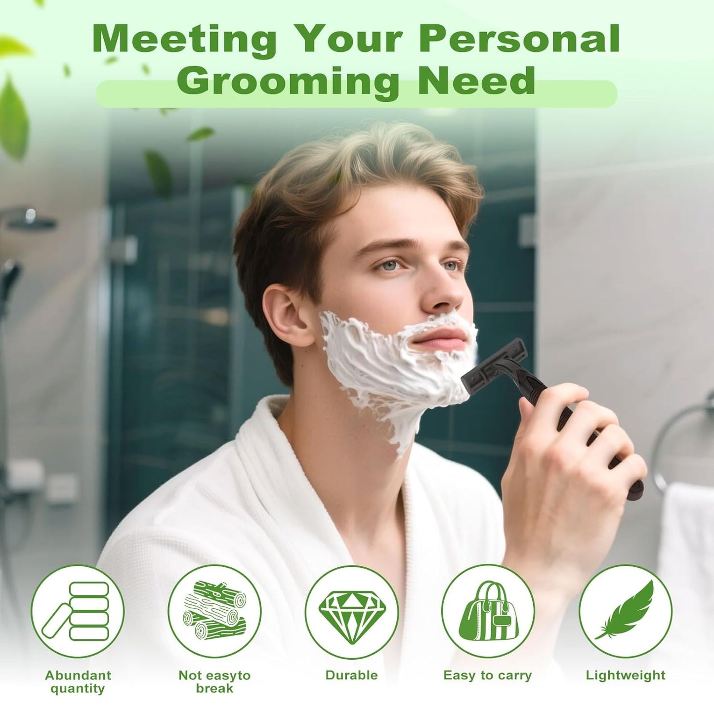 Disposable Twin Blade Razors in Bulk, Individually Wrapped - Clear Safety Cap, For Homeless, Hotel, Airbnb, Travel (pack of 50,black)